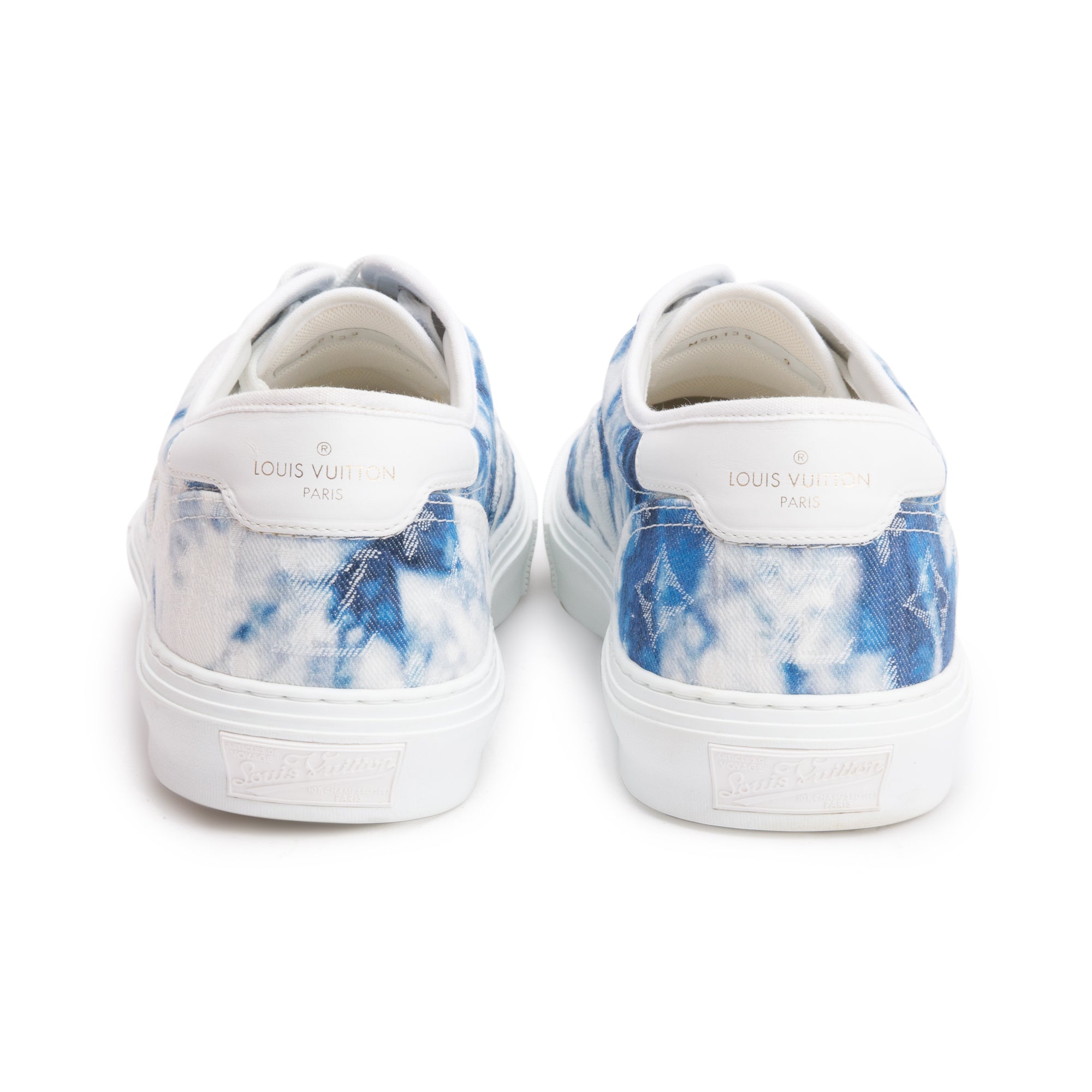 Louis Vuitton White/Blue Monogram Tie Dye Denim Canvas Trocadero Richelieu Sneakers, Size 9 w/ Box