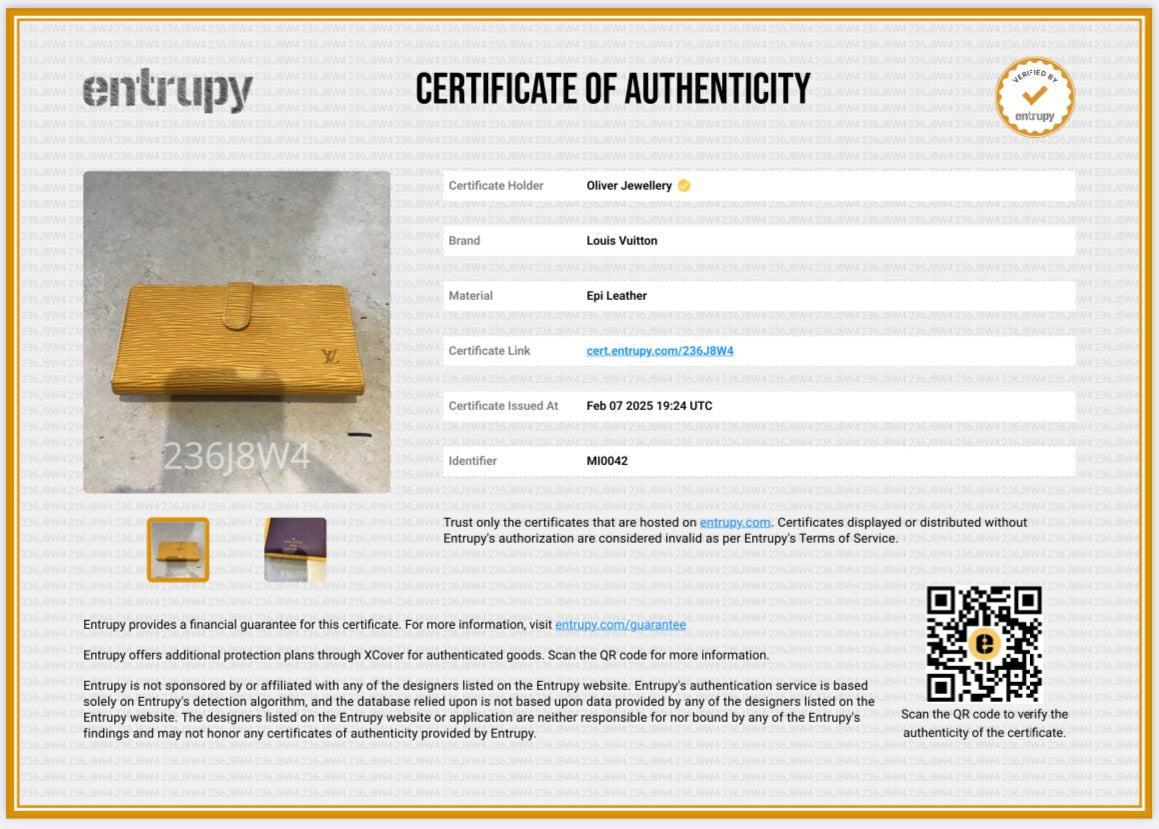 Louis Vuitton Yellow Epi Leather Continental French Purse Wallet