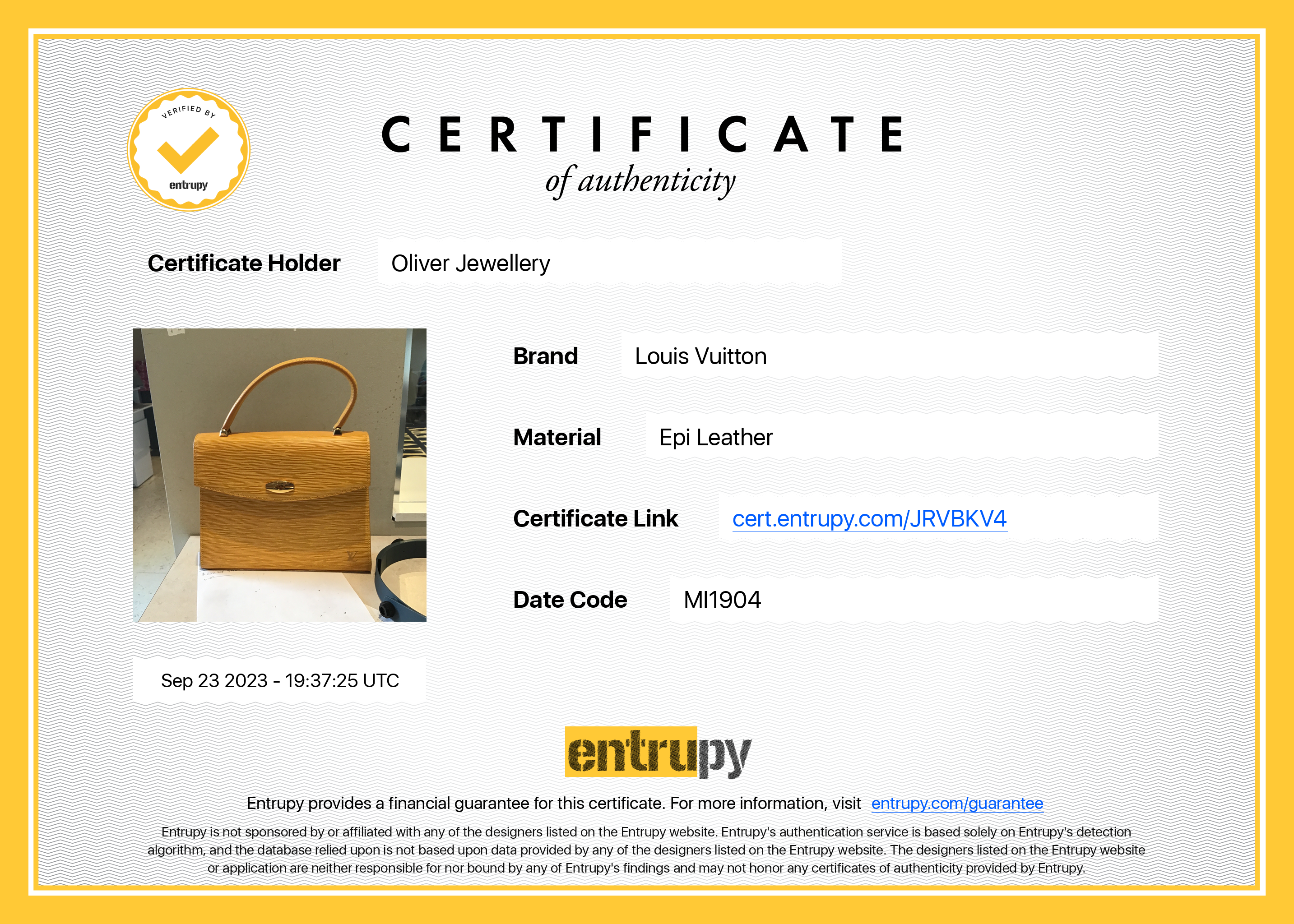 Louis Vuitton Yellow Epi Leather Malesherbes Handle Bag