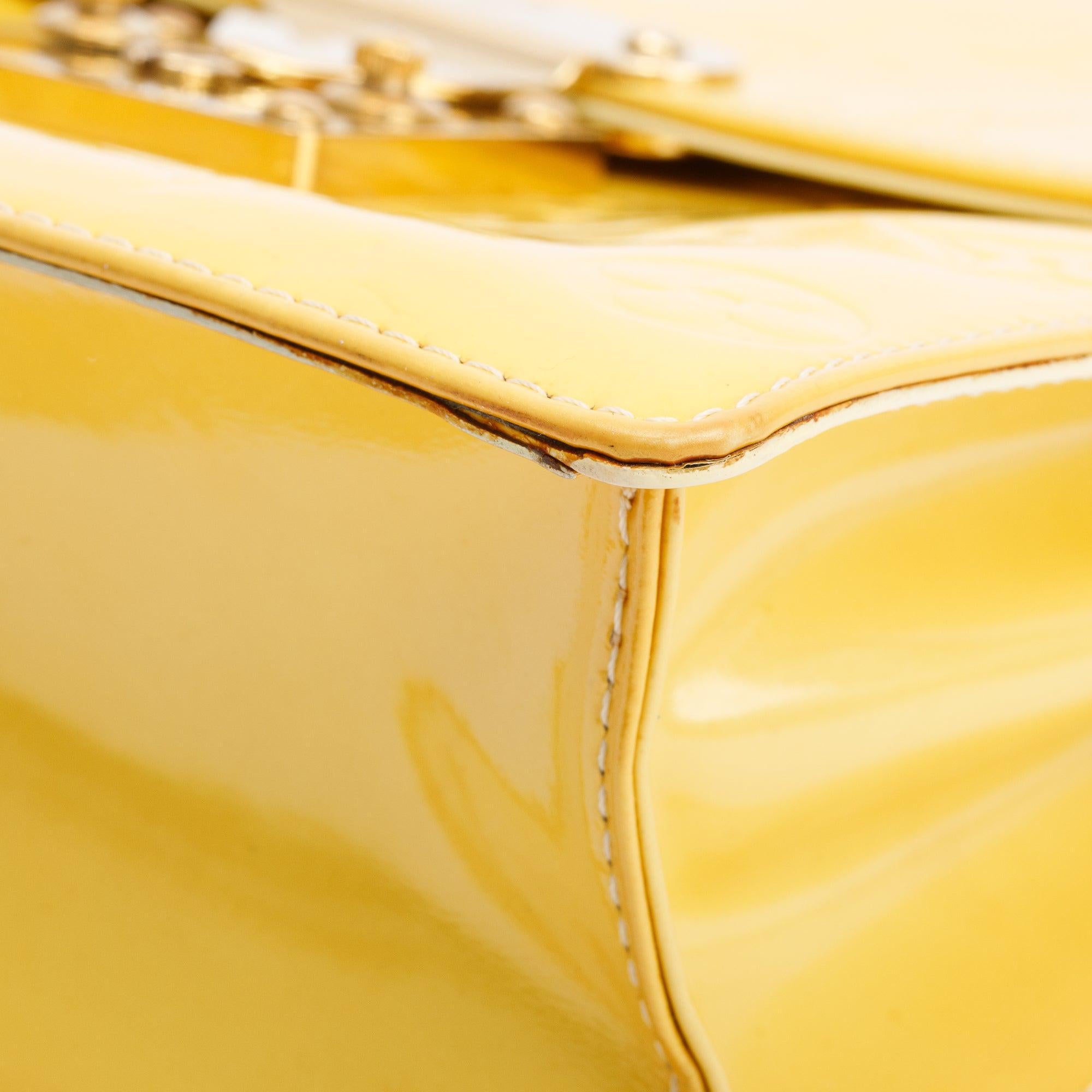 Louis Vuitton Yellow Monogram Vernis Leather Street Spring Handle Bag