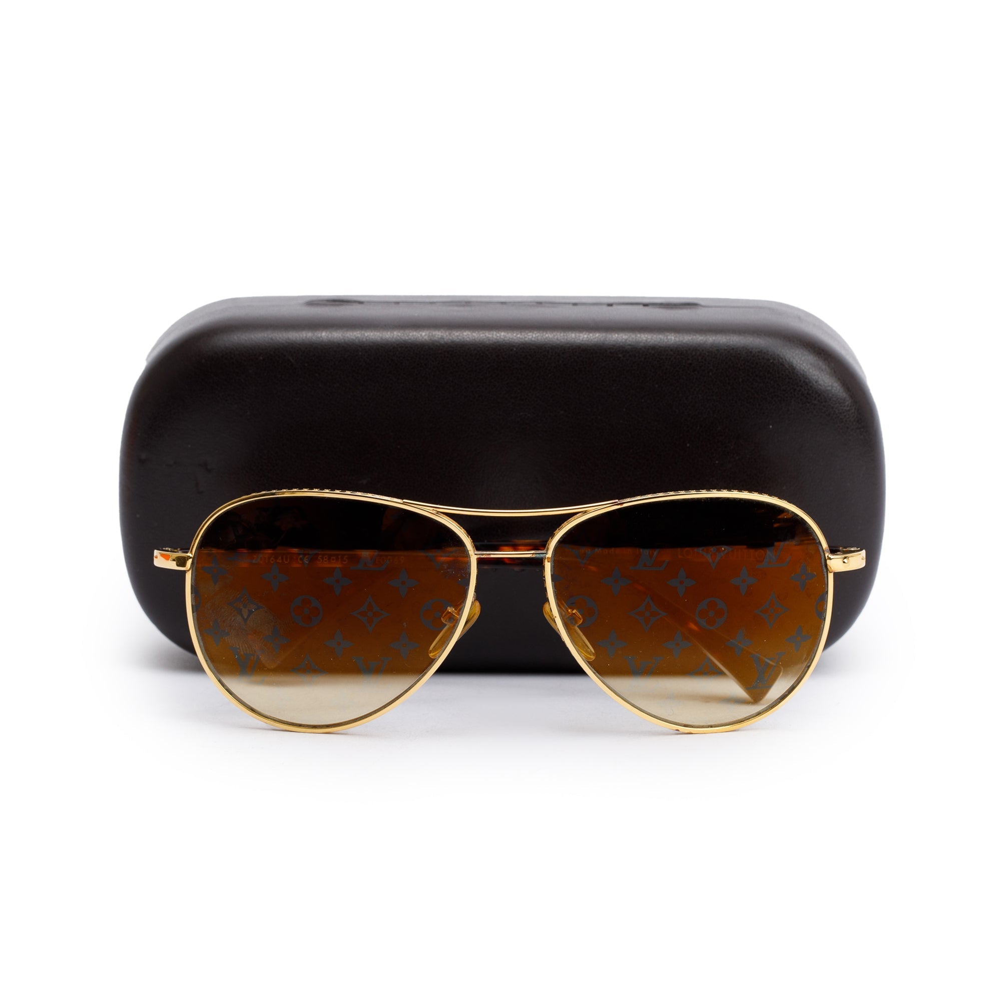 Louis Vuitton Z0164U Havana Acetate Monogram Conspiration Pilot Sunglasses w/ Case