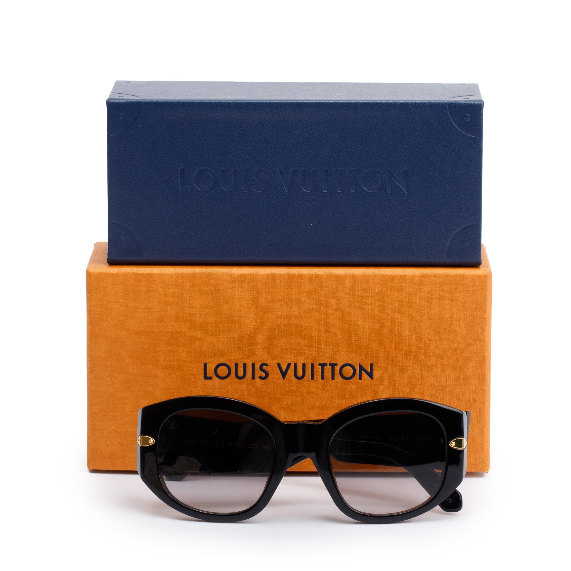 Louis Vuitton Z1291E Black Acetate Round Sunglasses w/ Box & Case