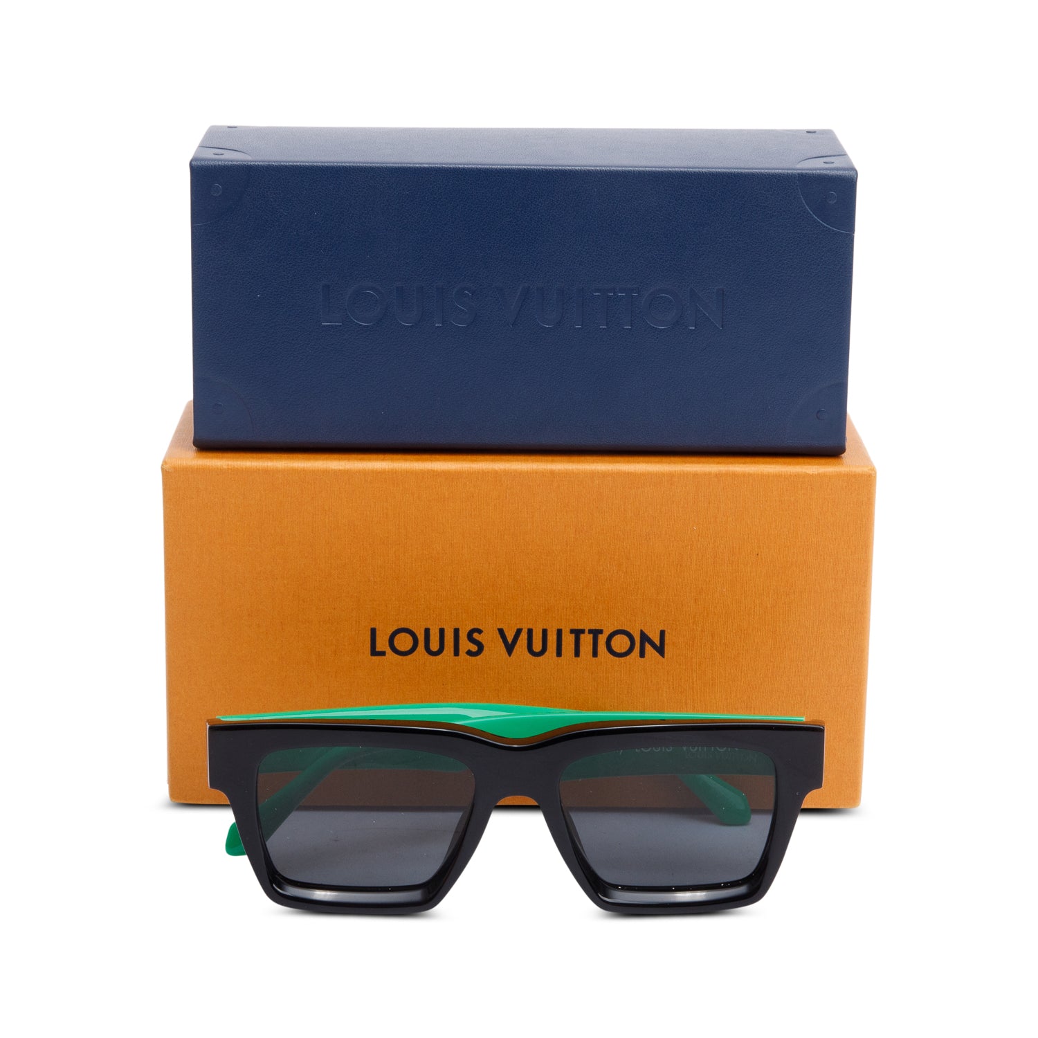 Louis Vuitton Z1556E Black/Green Acetate Pop Square Sunglasses w/ Box & Case