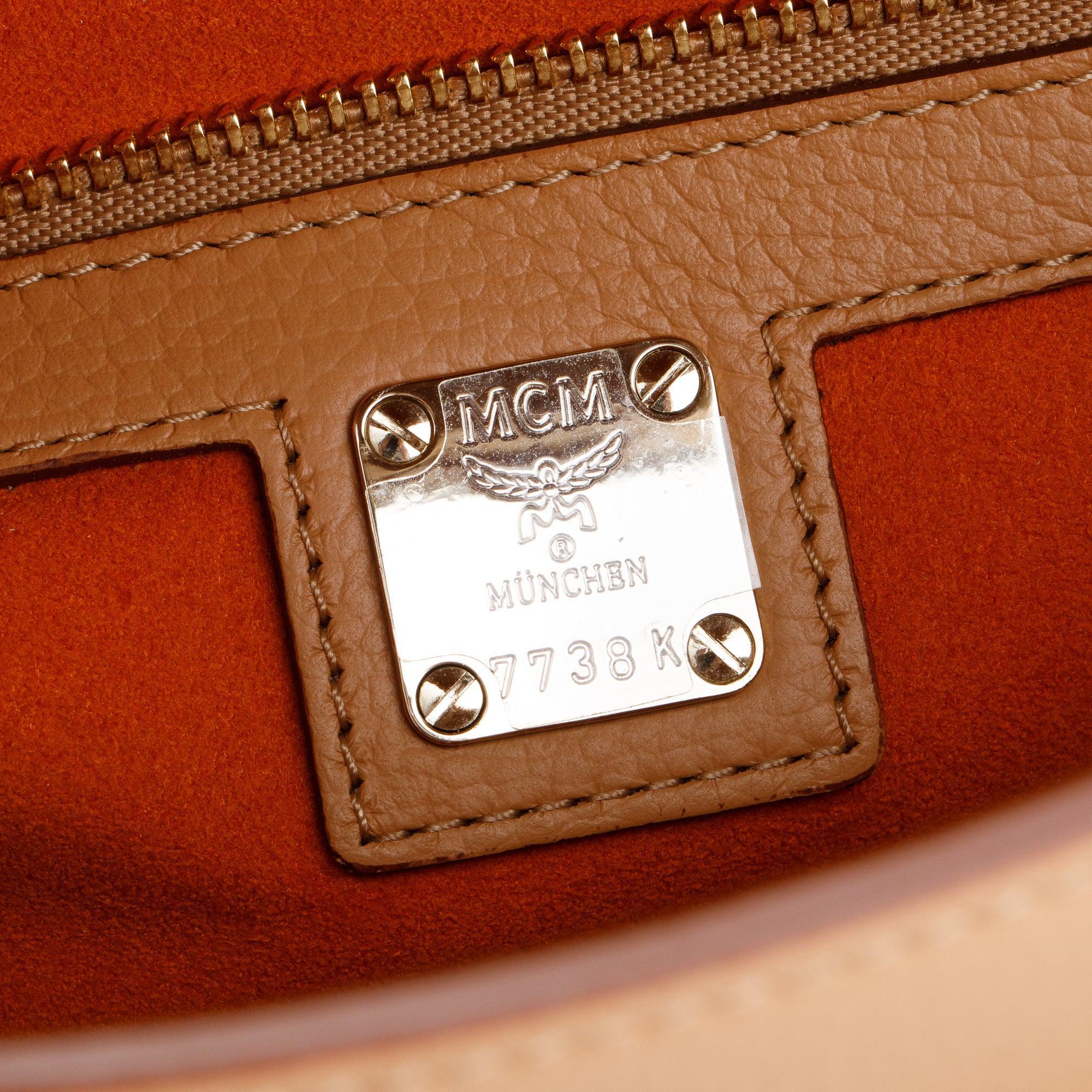 MCM Beige Calf Leather Tracy Satchel w/ Strap