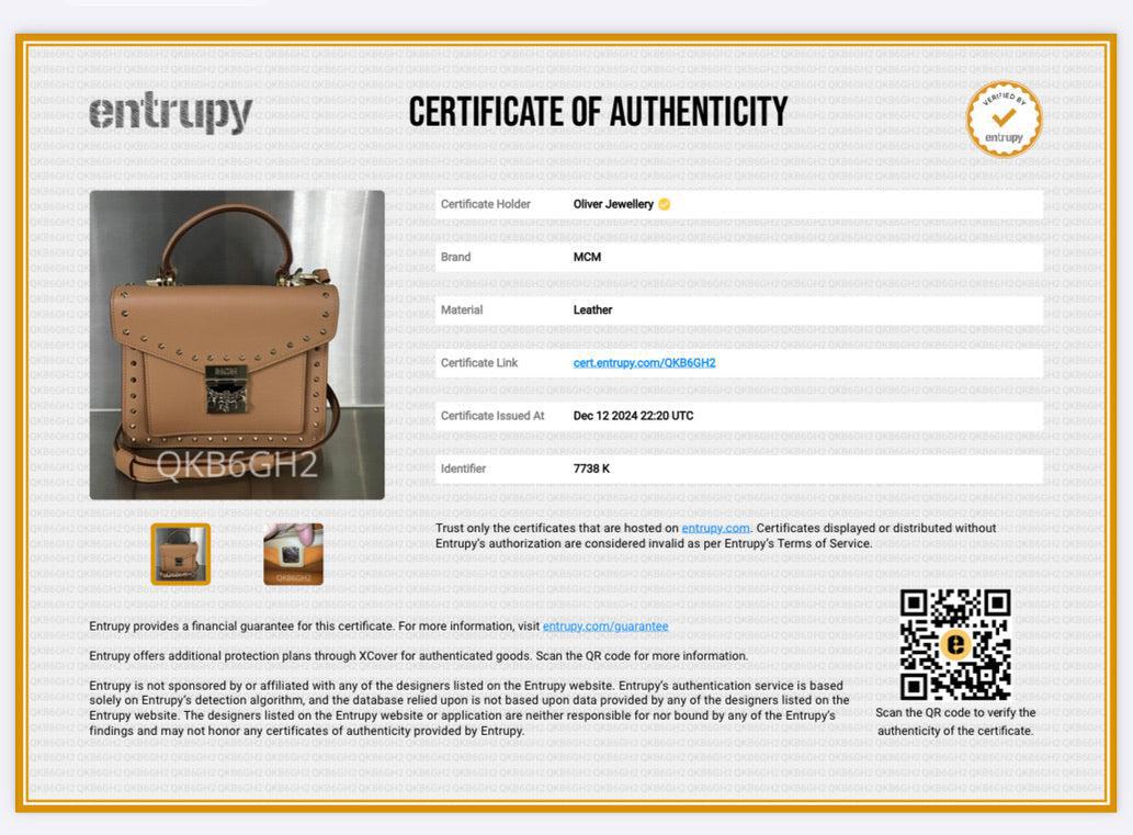 MCM Beige Calf Leather Tracy Satchel w/ Strap