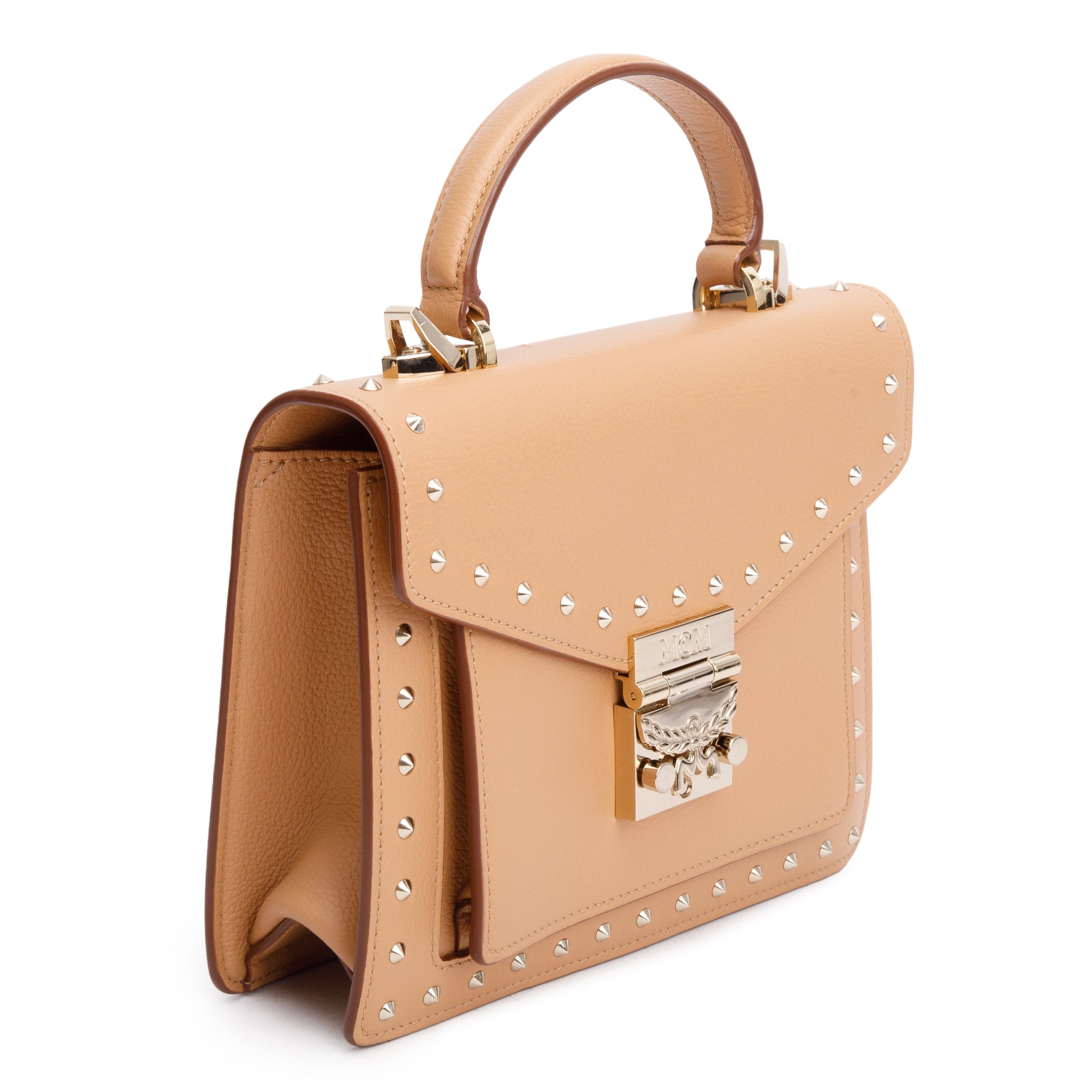 MCM Beige Calf Leather Tracy Satchel w/ Strap