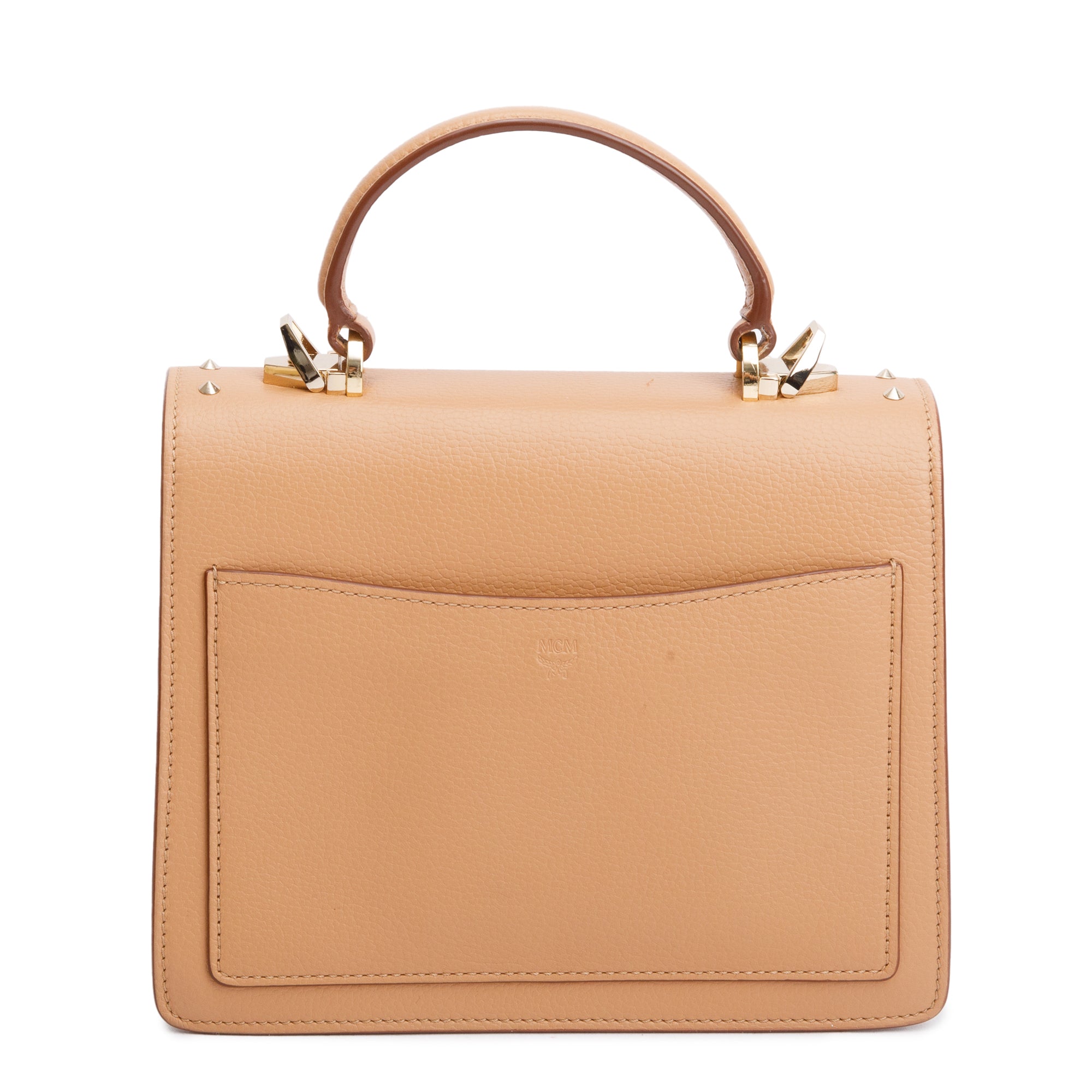 MCM Beige Calf Leather Tracy Satchel w/ Strap