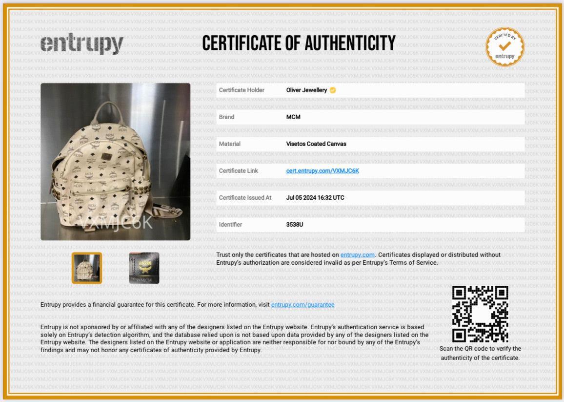 MCM Beige Visetos Side Studs Small Stark Backpack