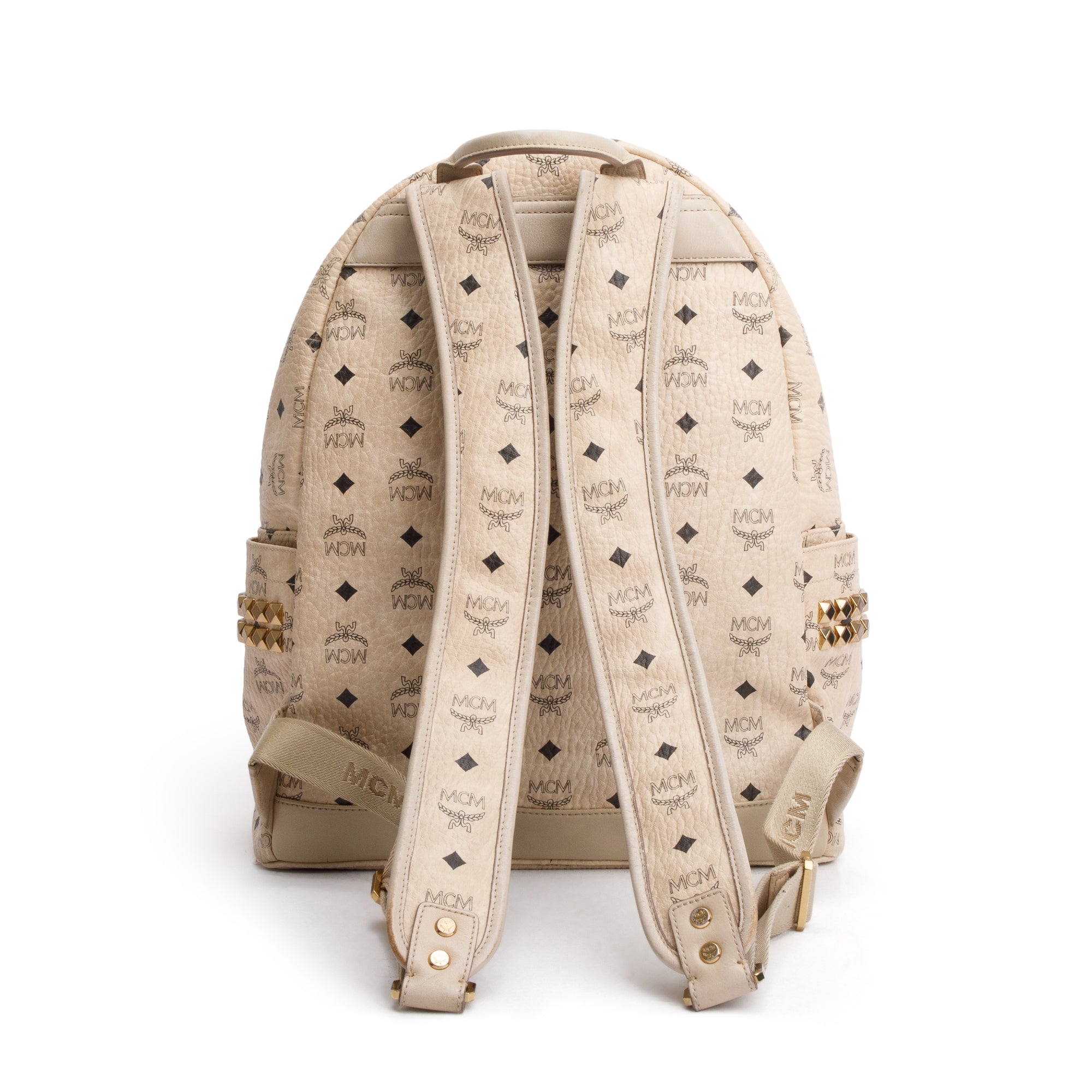 MCM Beige Visetos Stark Side Studs Medium Backpack