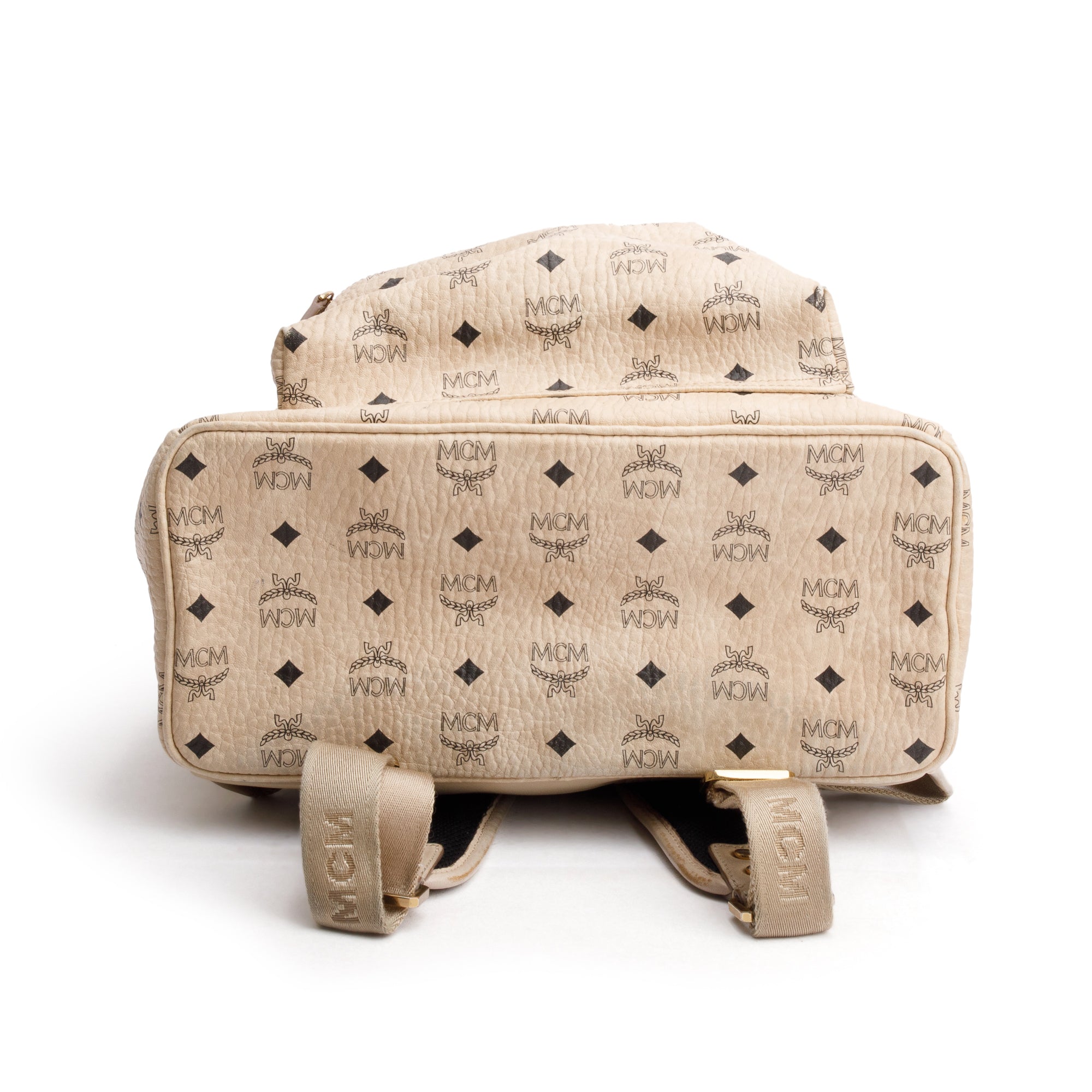 MCM Beige Visetos Stark Side Studs Medium Backpack