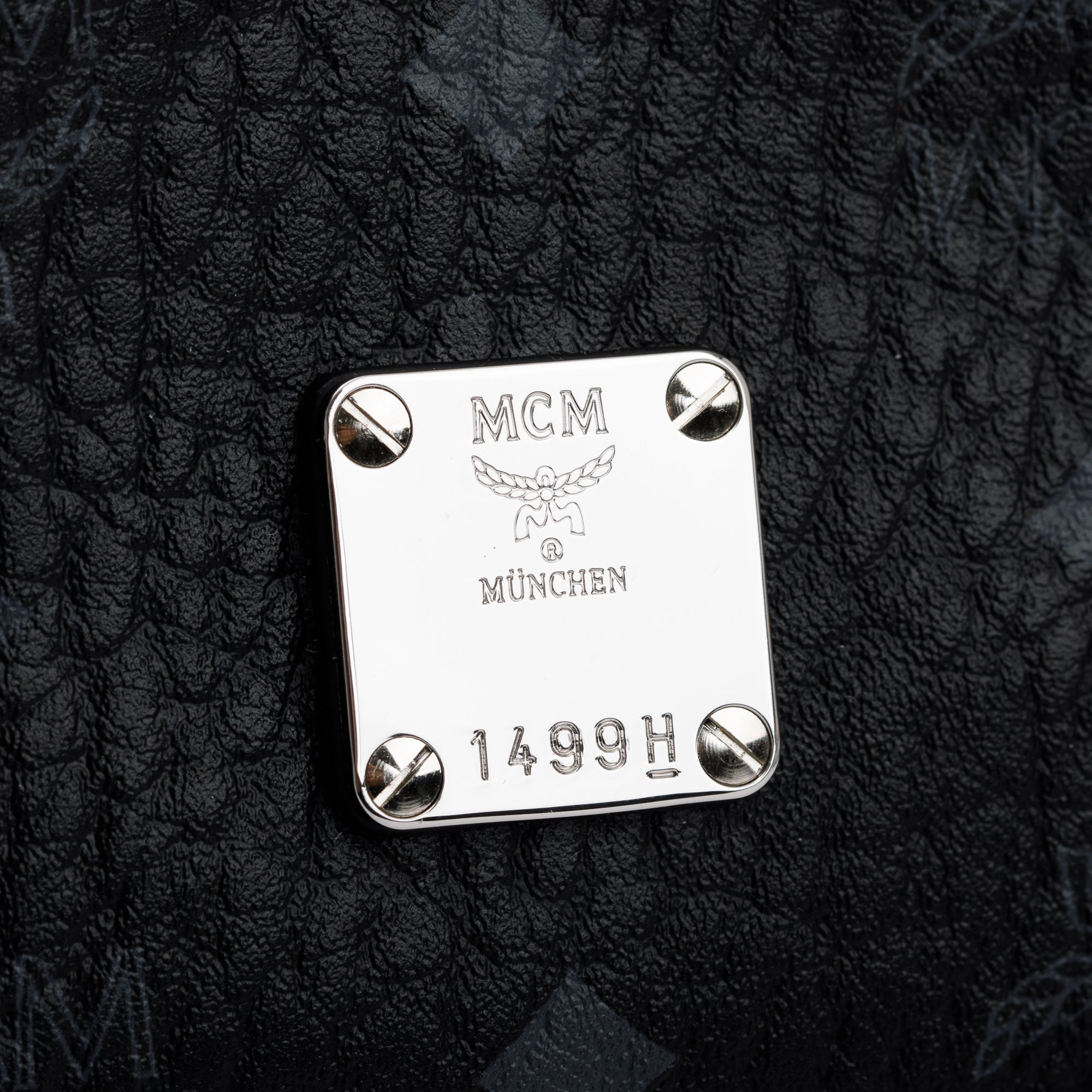 MCM Black Visetos Coated Canvas Boston Bag w/ Strap