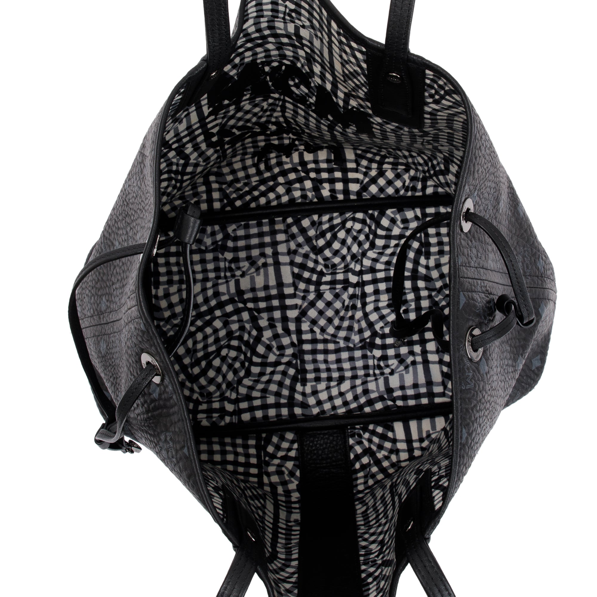 MCM Black Visetos Medium Reversible Liz Shopper Tote w/ Pouch