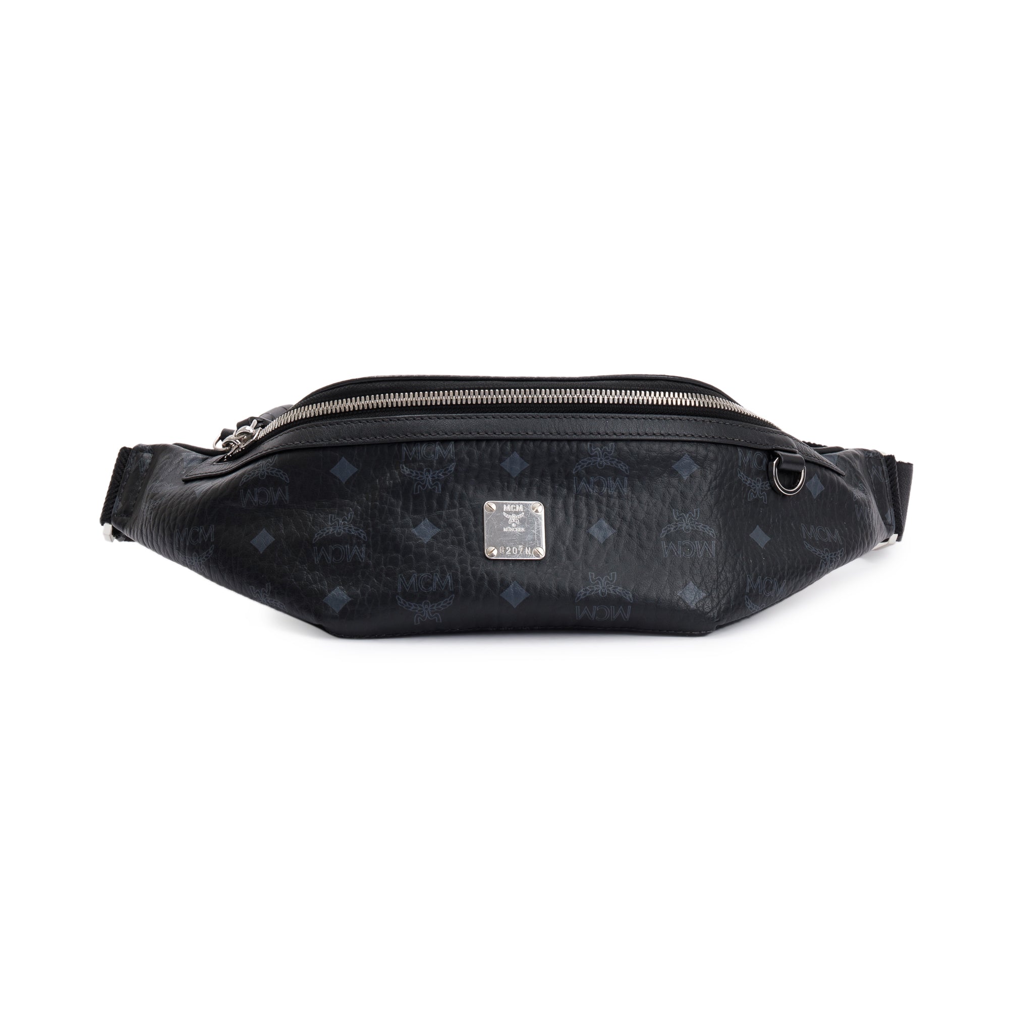 MCM Black Visetos Small Fursten Belt Bag