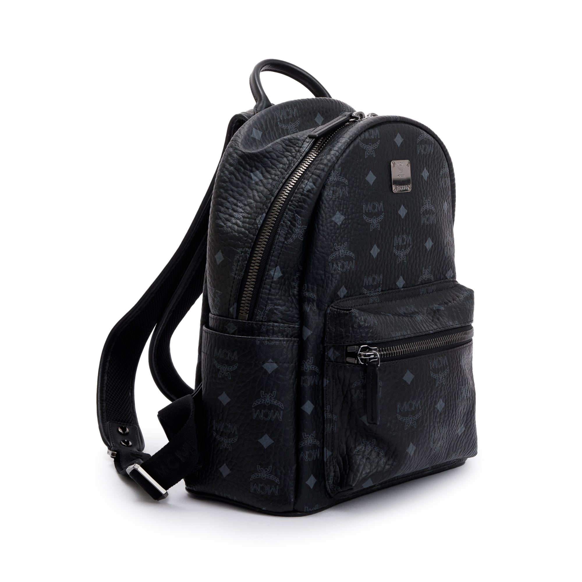 MCM Black Visetos Small Stark Classic Backpack
