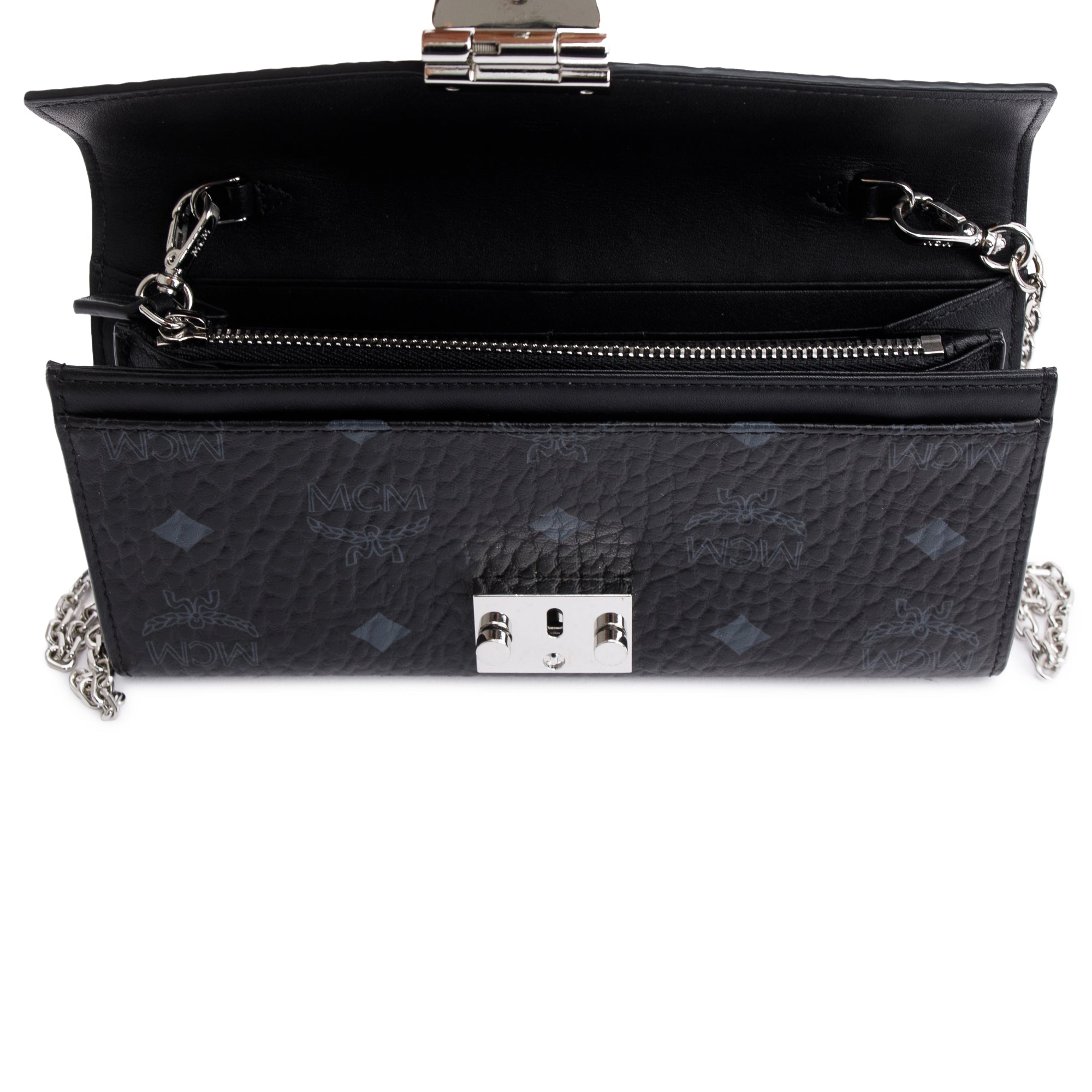 MCM Black Visetos Tracy Crossbody Wallet on Chian