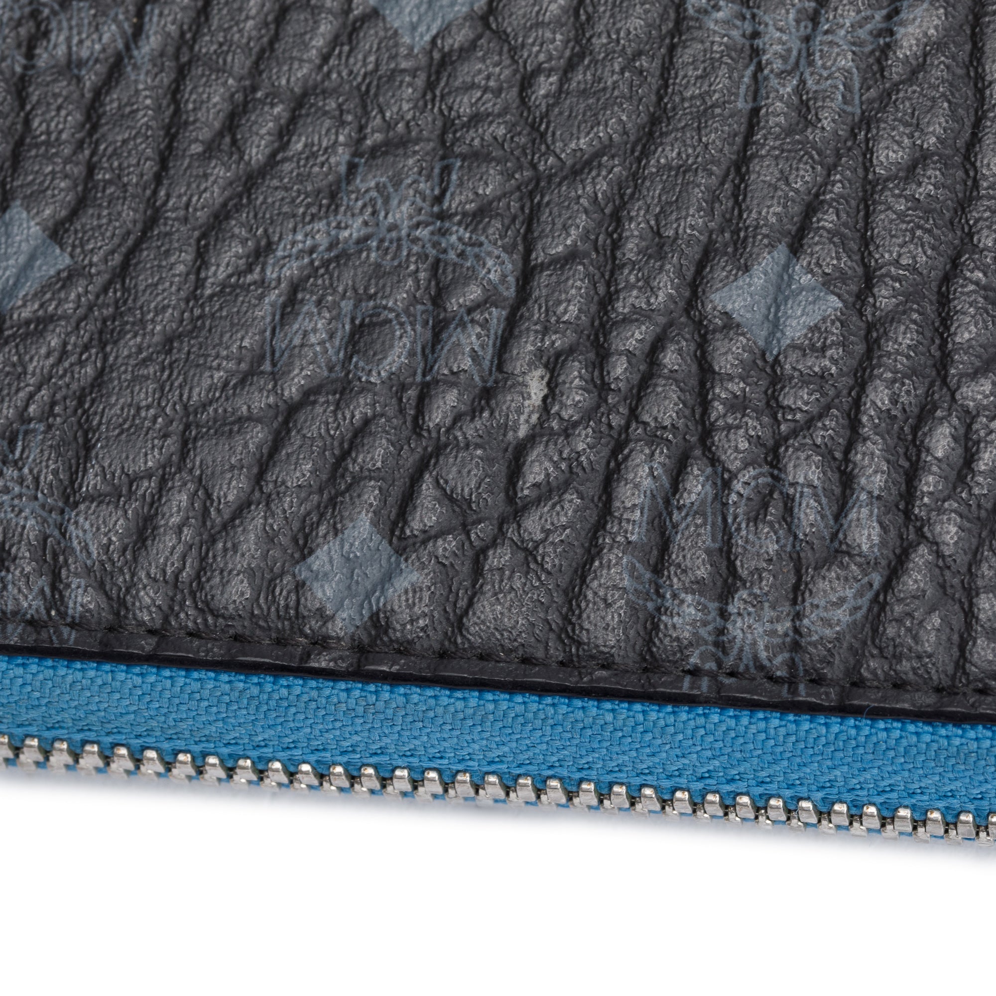 MCM Black Visetos Zip Around Wallet