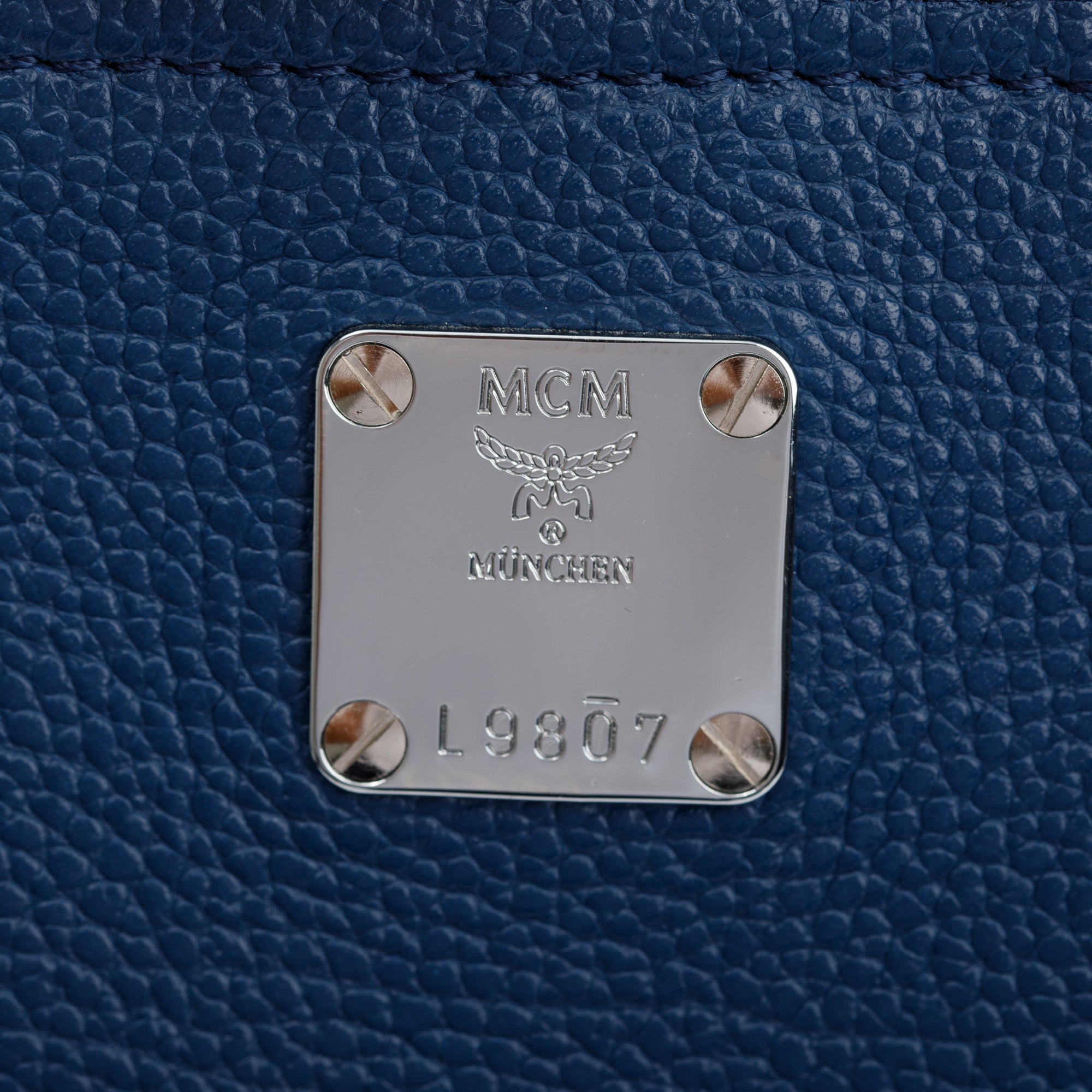 MCM Blue Leather Sophie Top Zip Shopper Tote