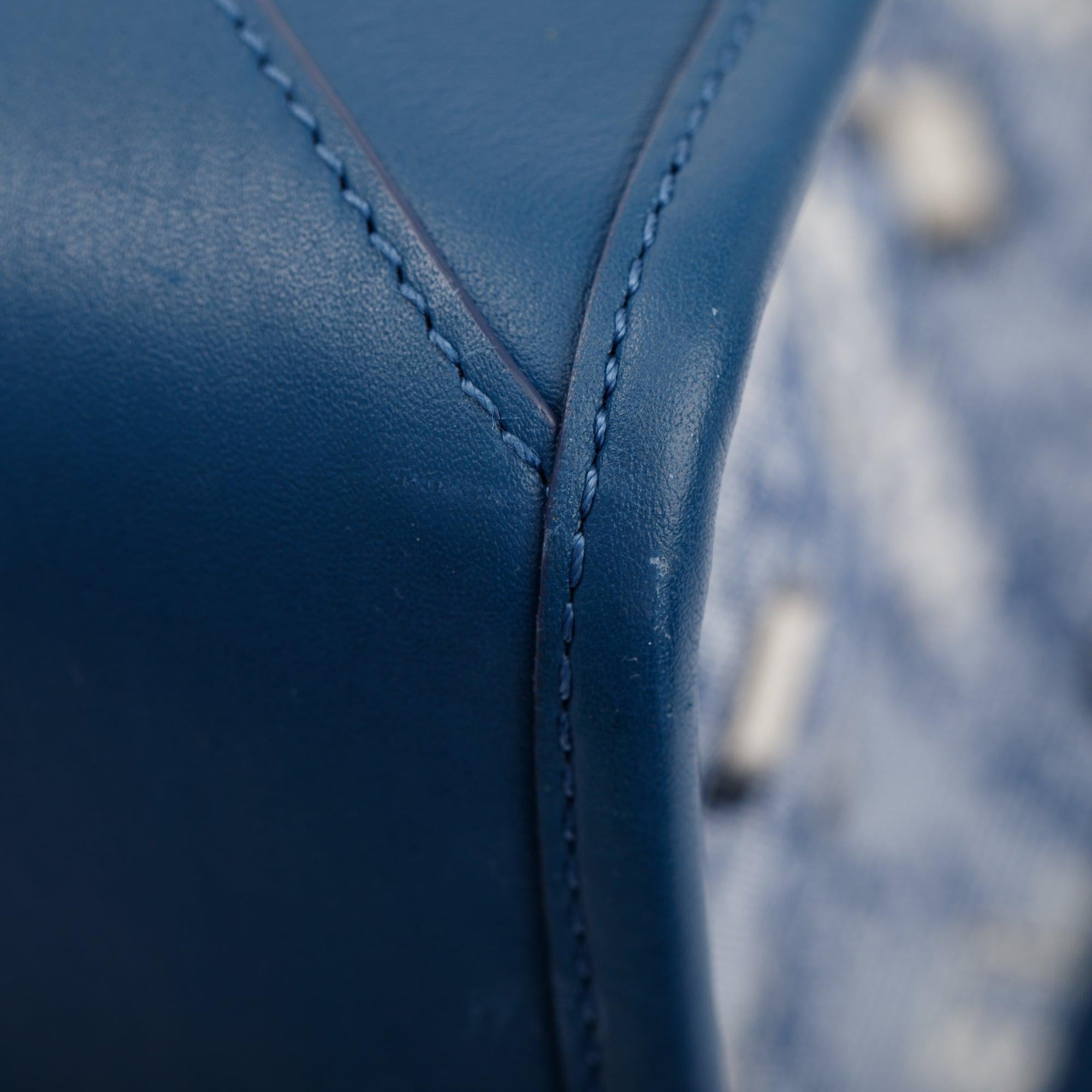 MCM Blue Vintage Monogram Jacquard Extra Large Munchen Tote w/ Strap