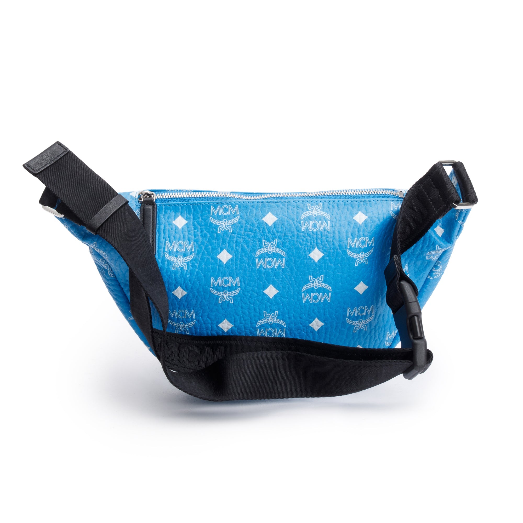 MCM Blue Visetos Fursten Medium Belt Bag