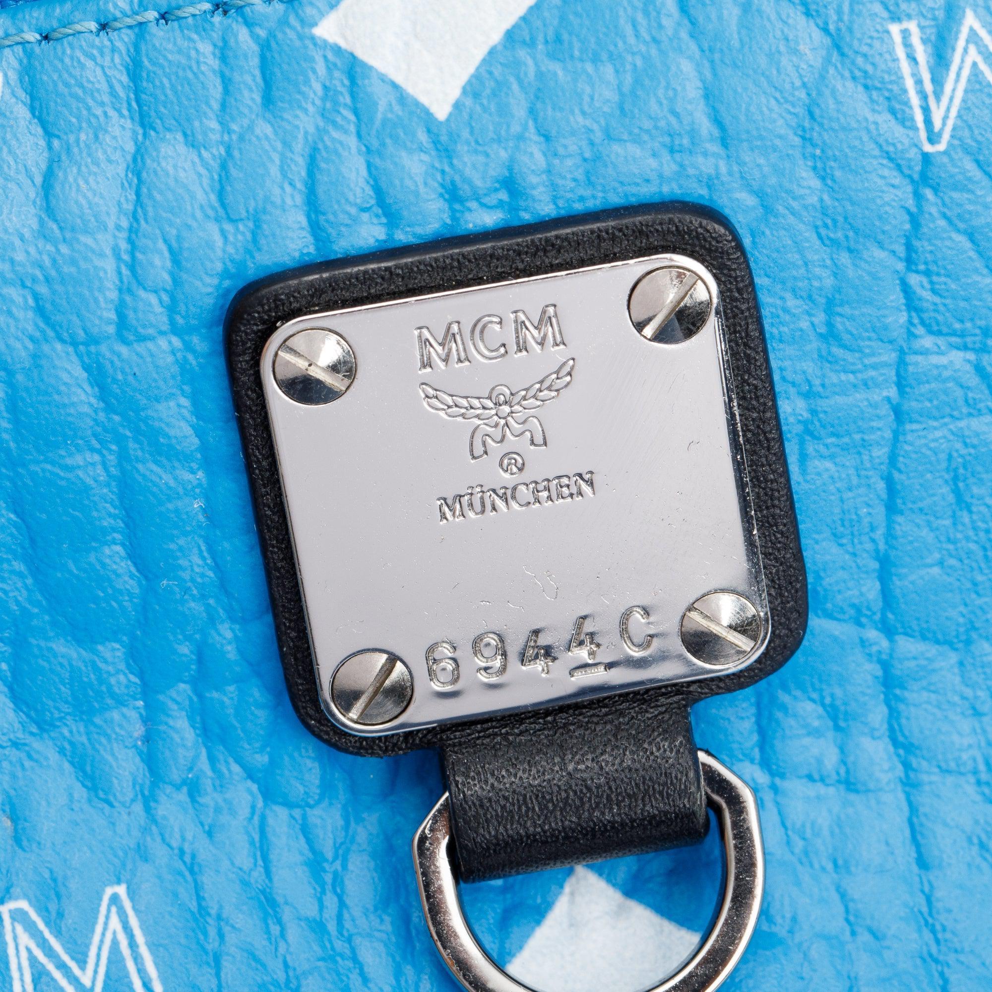 MCM Blue Visetos Fursten Medium Belt Bag