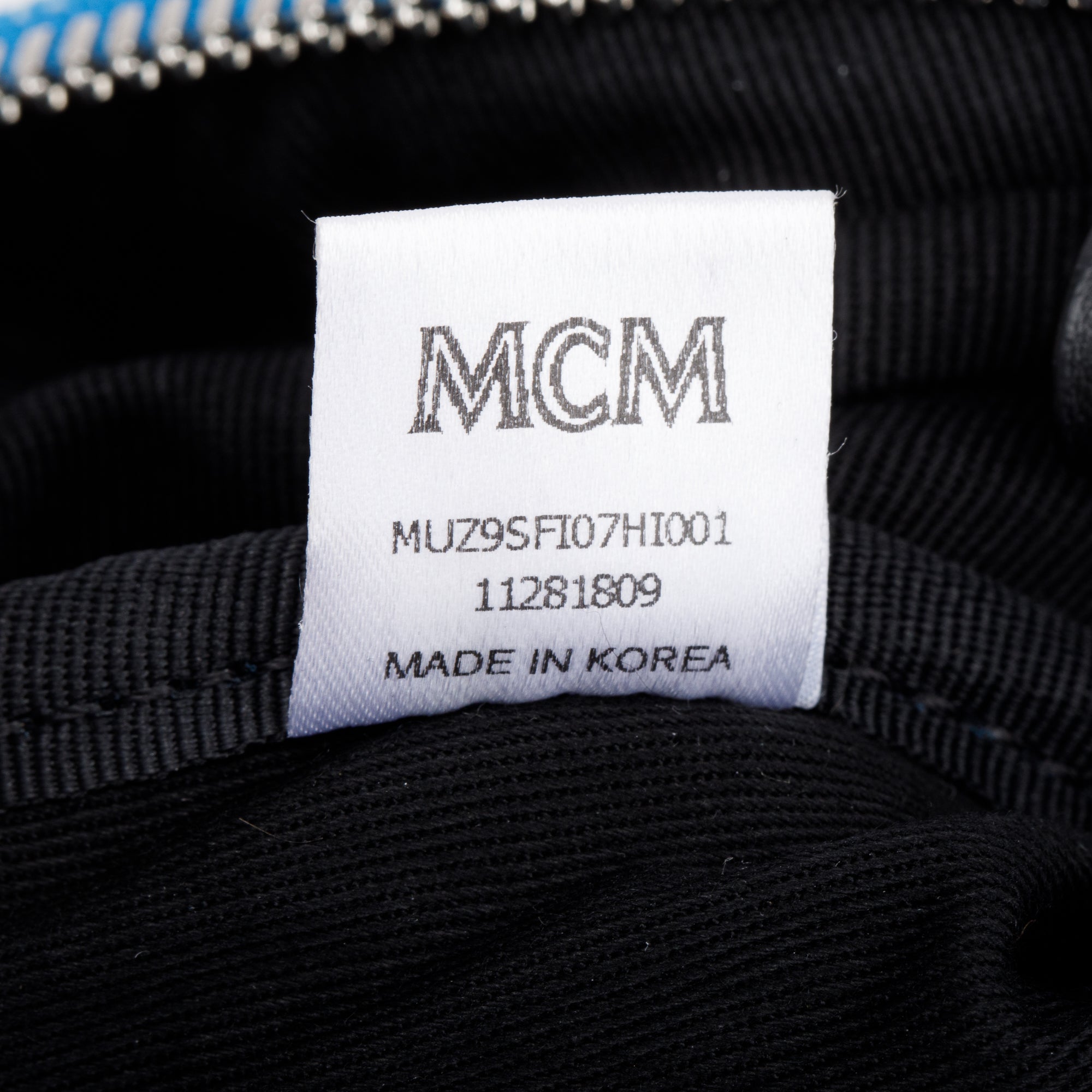 MCM Blue Visetos Fursten Medium Belt Bag