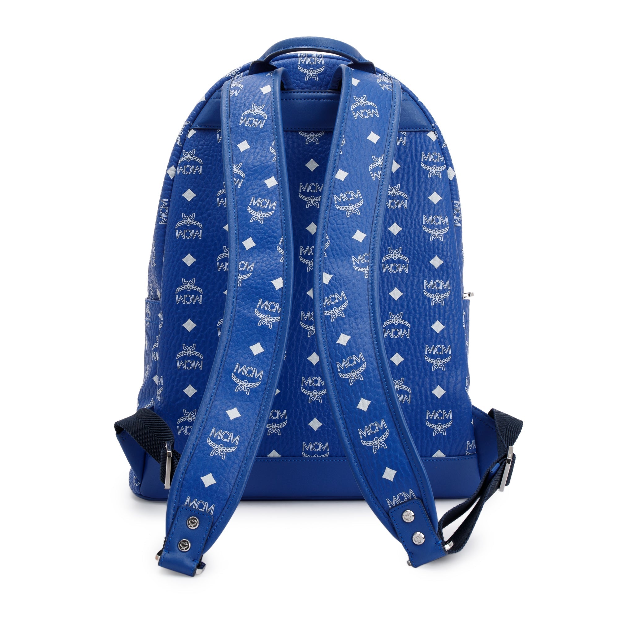 MCM Blue Visetos Stark Medium Backpack