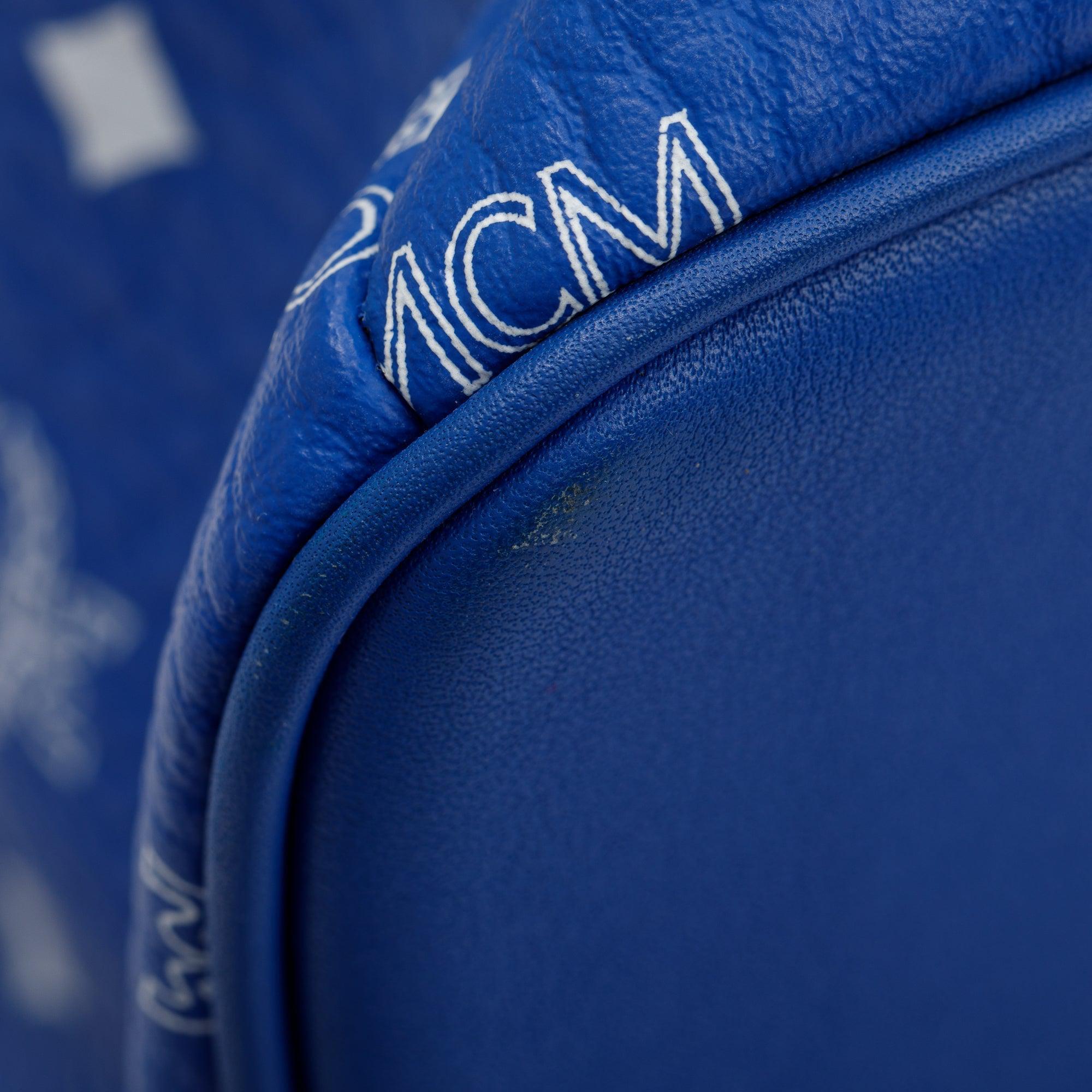 MCM Blue Visetos Stark Medium Backpack