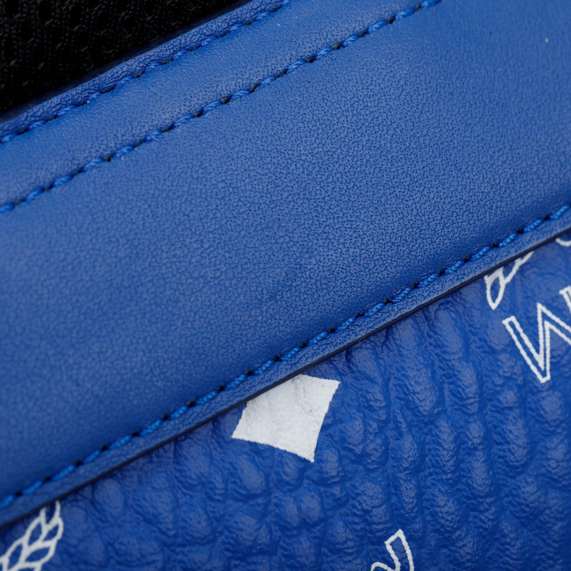 MCM Blue Visetos Stark Medium Backpack