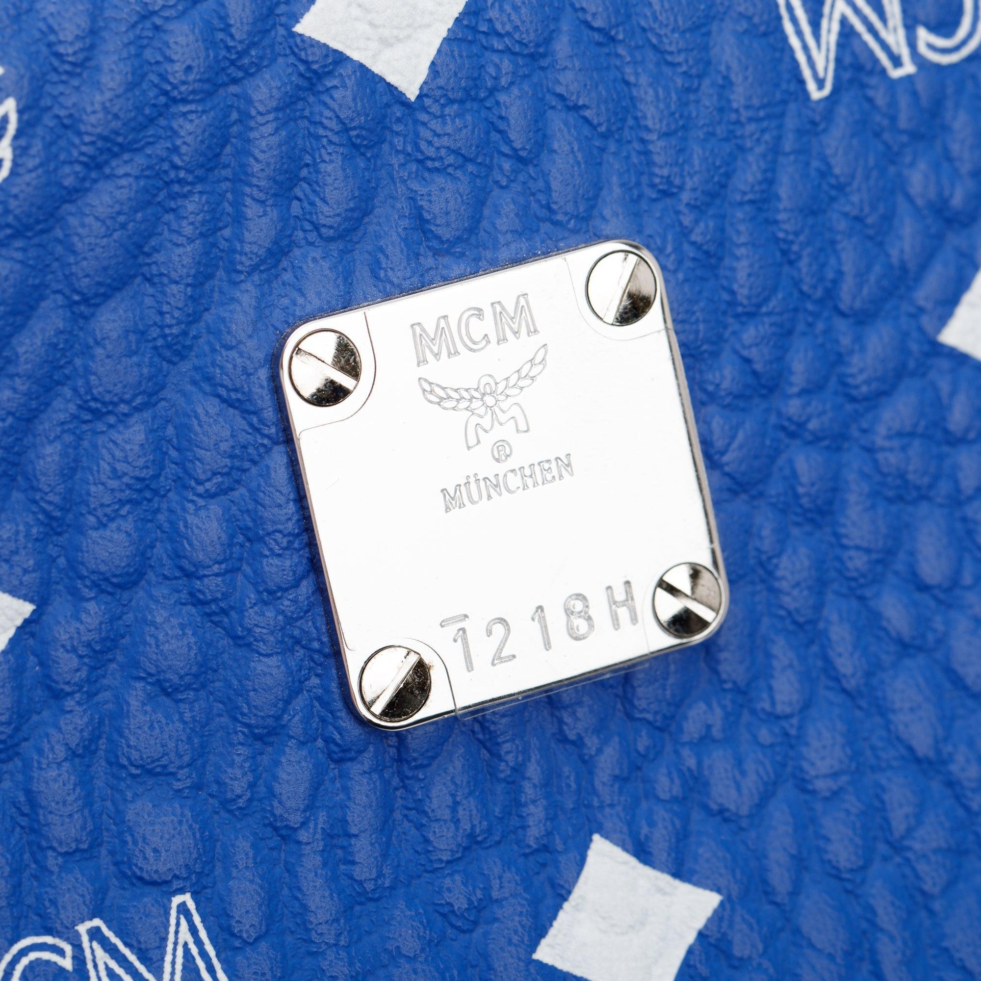 MCM Blue Visetos Stark Medium Backpack