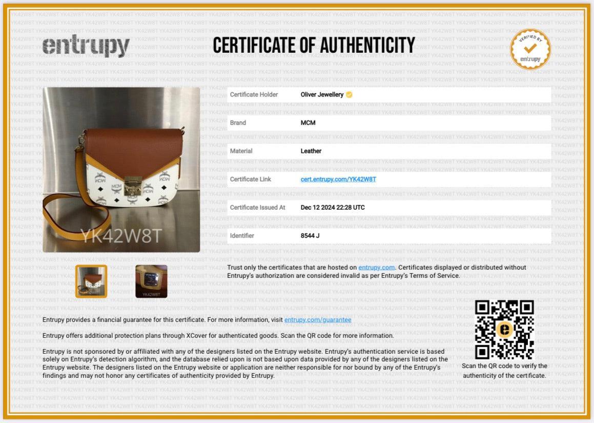 MCM Brown/Yellow Calf Leather White Visetos The Patricia Crossbody w/ Strap