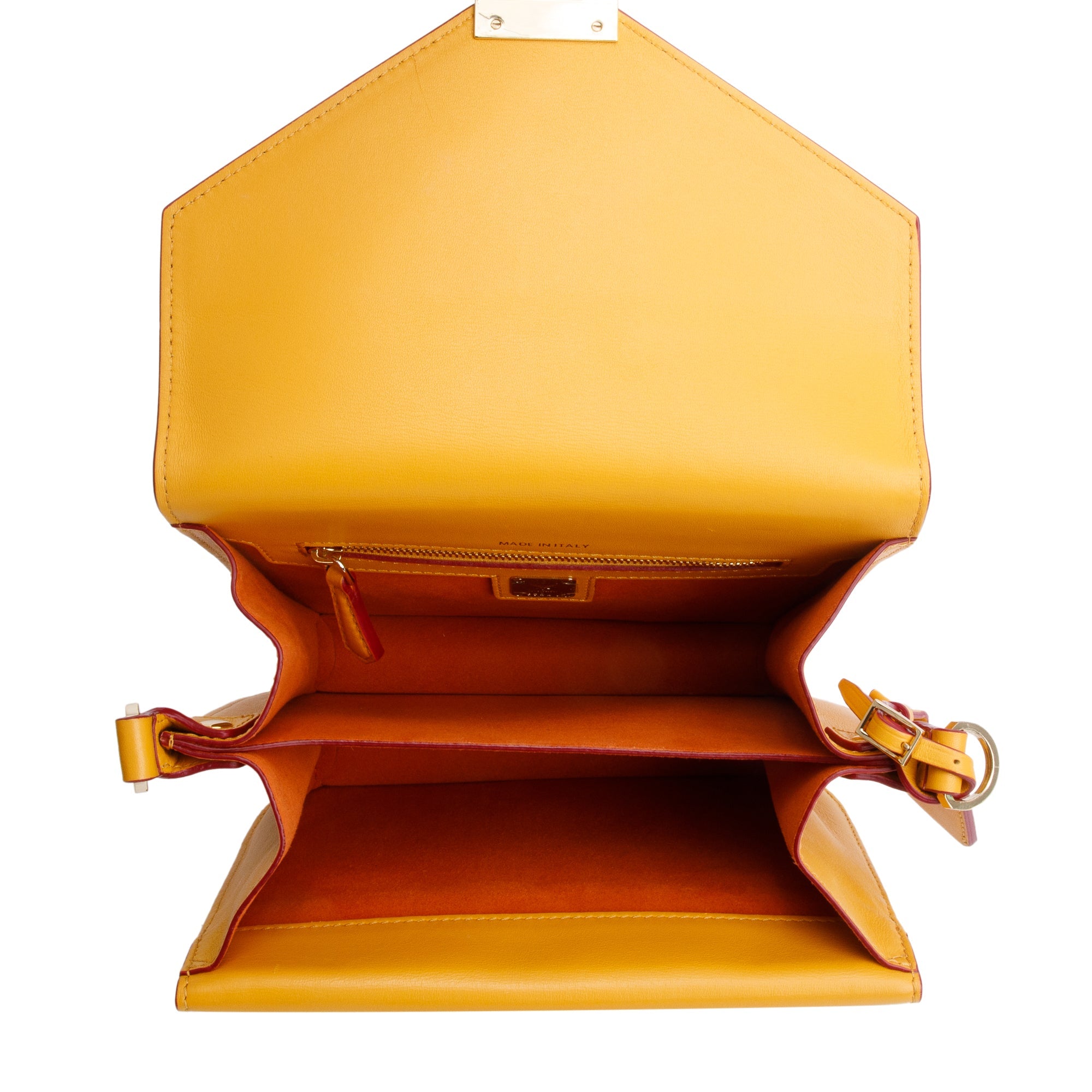 MCM Brown/Yellow Calf Leather White Visetos The Patricia Crossbody w/ Strap