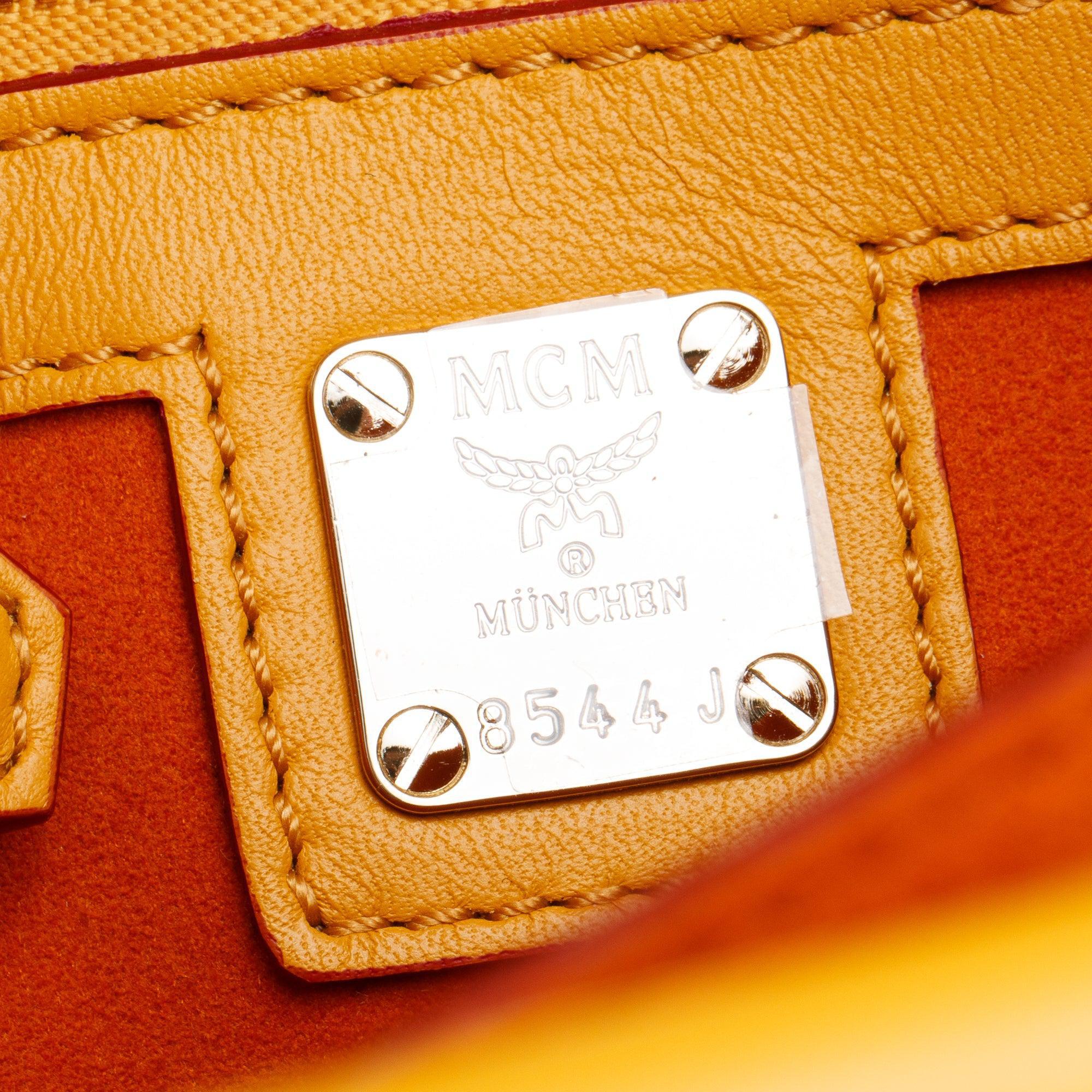 MCM Brown/Yellow Calf Leather White Visetos The Patricia Crossbody w/ Strap