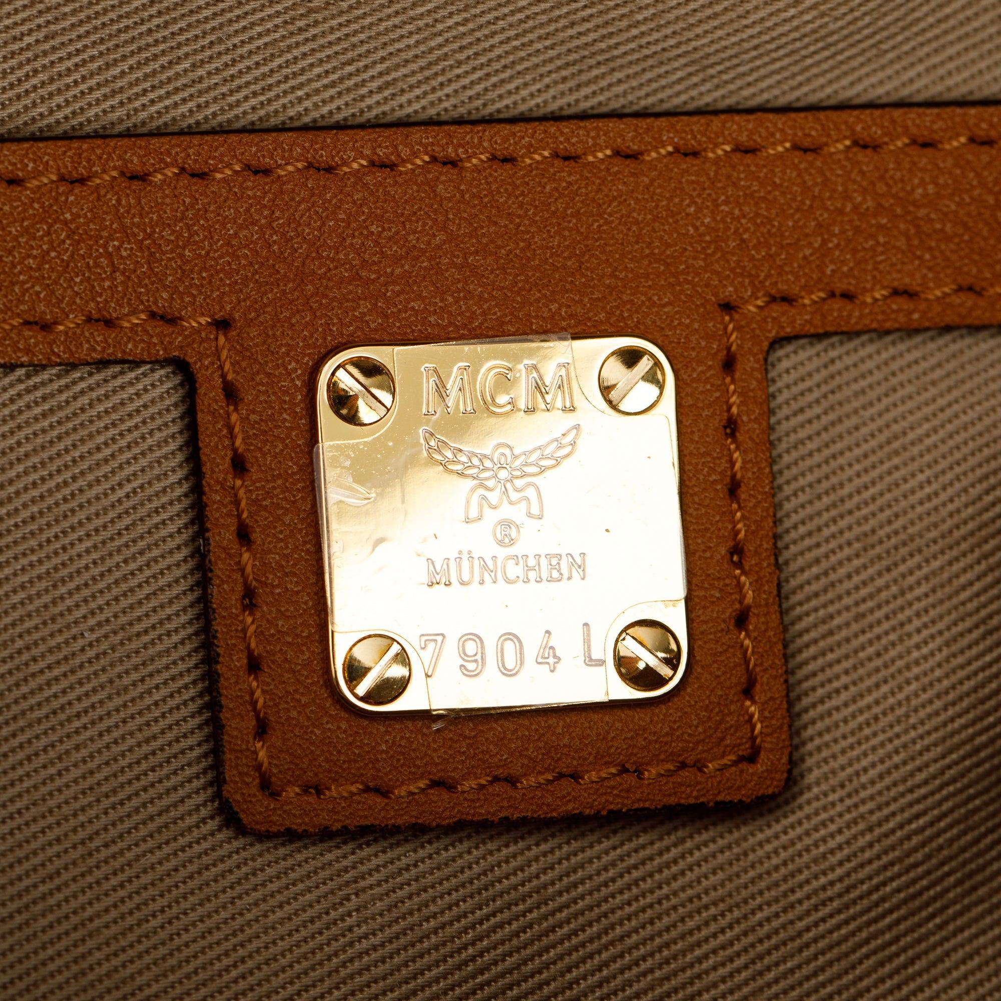 MCM Cognac Monogram Embossed Leather Fursten Belt Bag