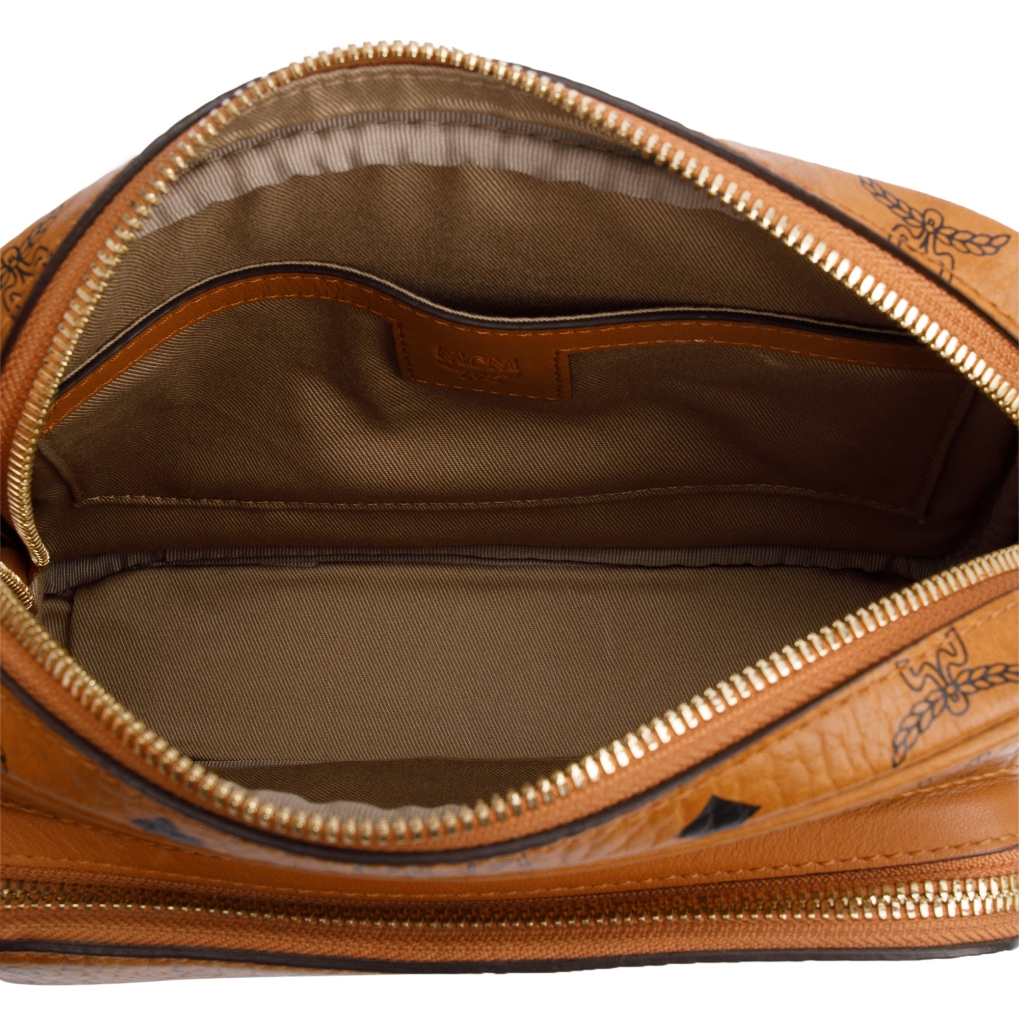 MCM Cognac Visetos Coated Canvas Aren Messenger Bag