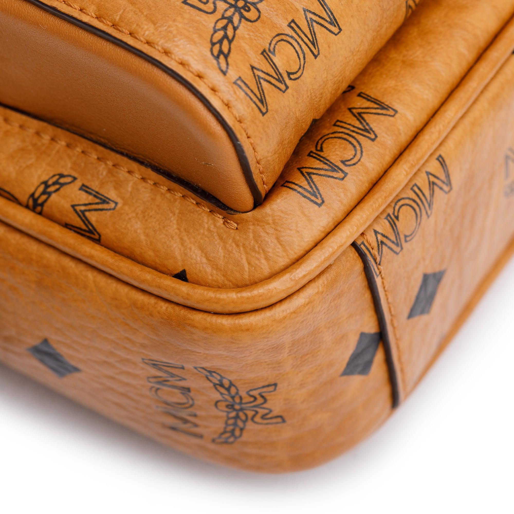 MCM Cognac Visetos Coated Canvas Aren Messenger Bag