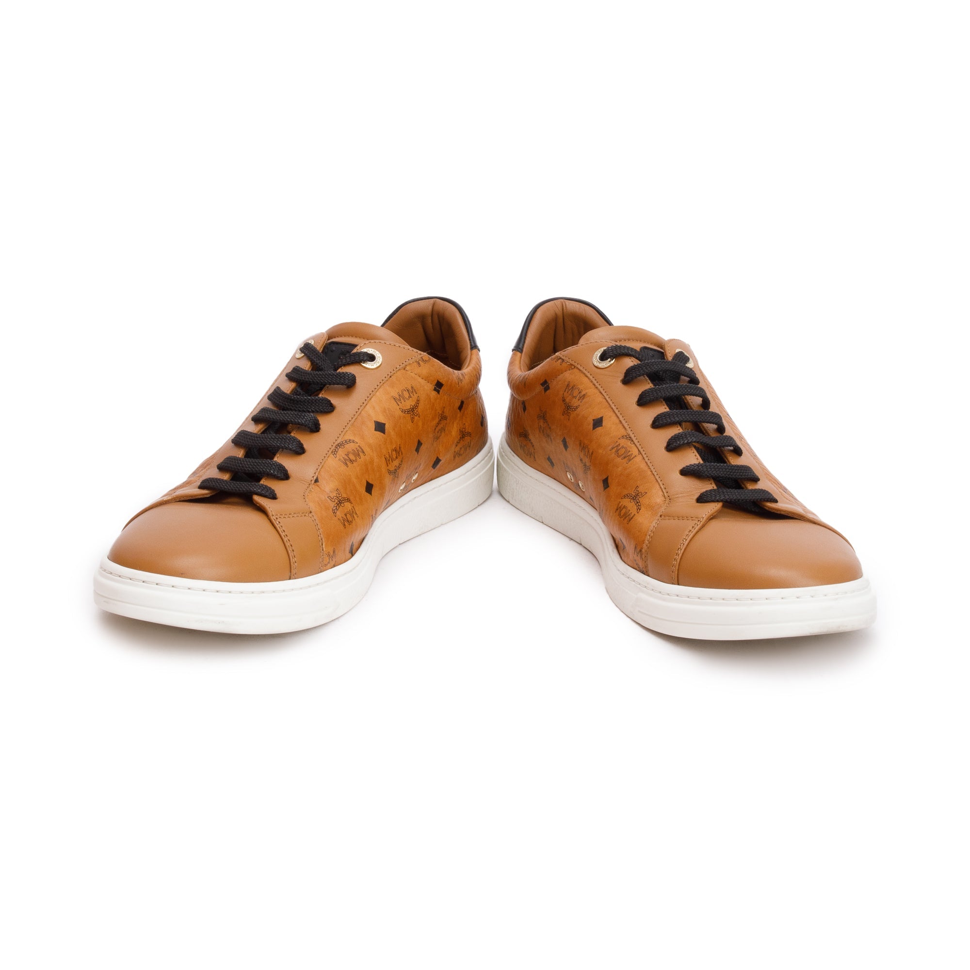 MCM Cognac Visetos Men's Terrain Lo and Leather Sneakers, Size 44