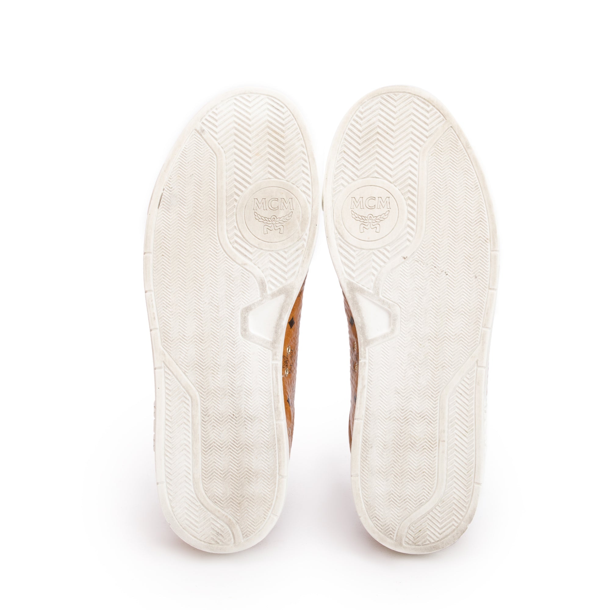 MCM Cognac Visetos Men's Terrain Lo and Leather Sneakers, Size 44