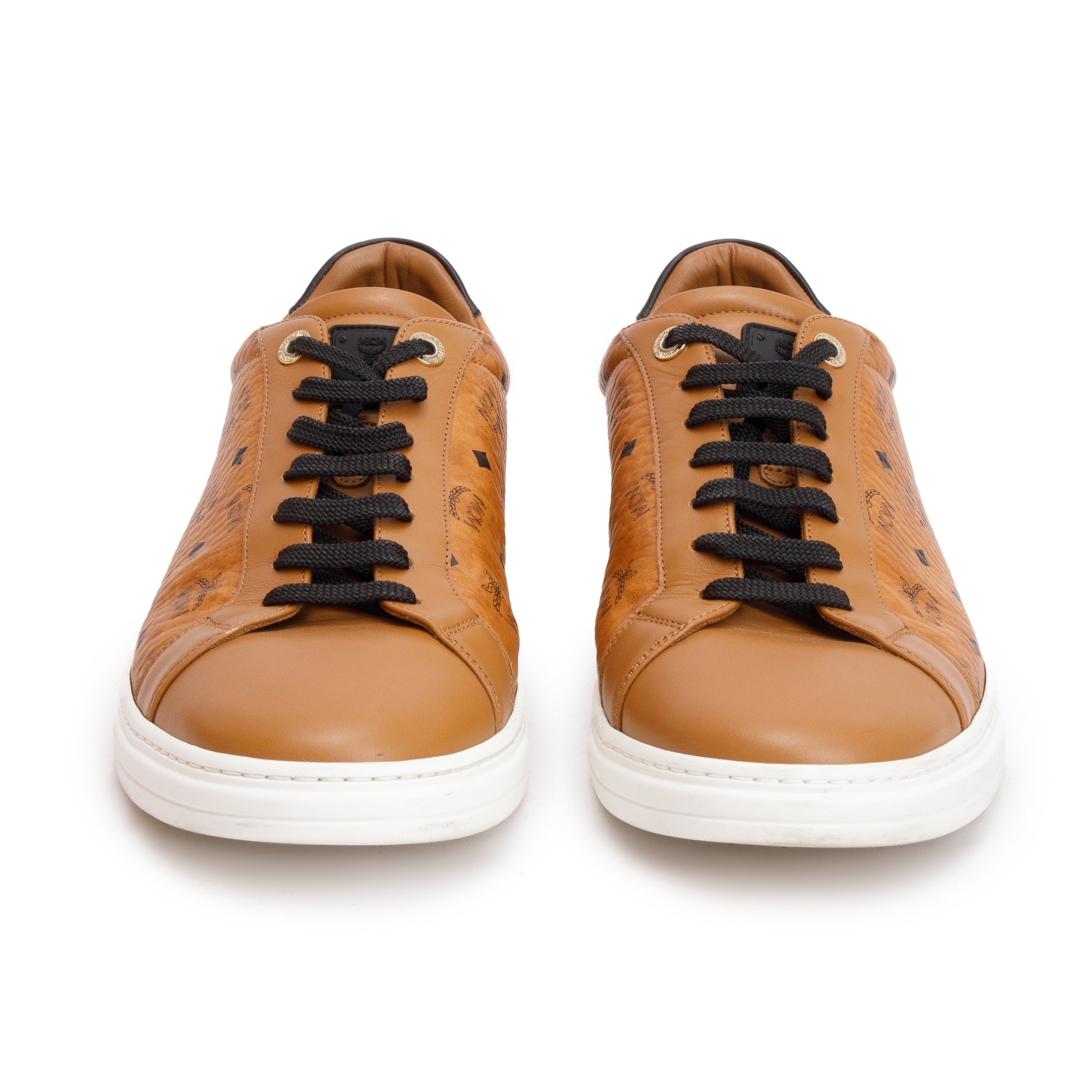 MCM Cognac Visetos Men's Terrain Lo and Leather Sneakers, Size 44