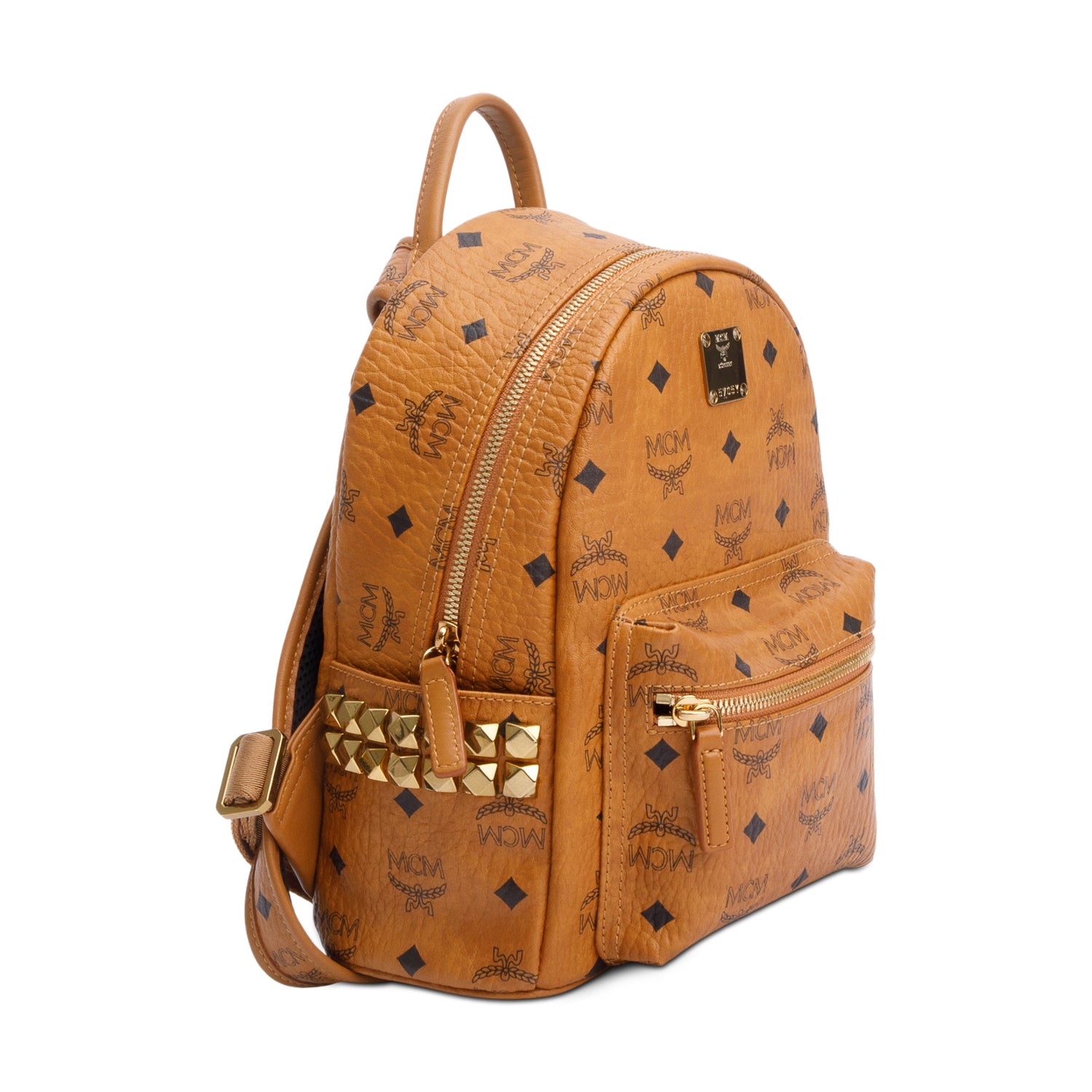 MCM Cognac Visetos Side Studs Mini Stark Backpack