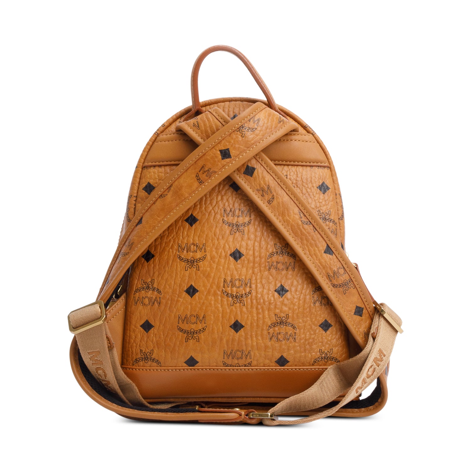 MCM Cognac Visetos Side Studs Mini Stark Backpack