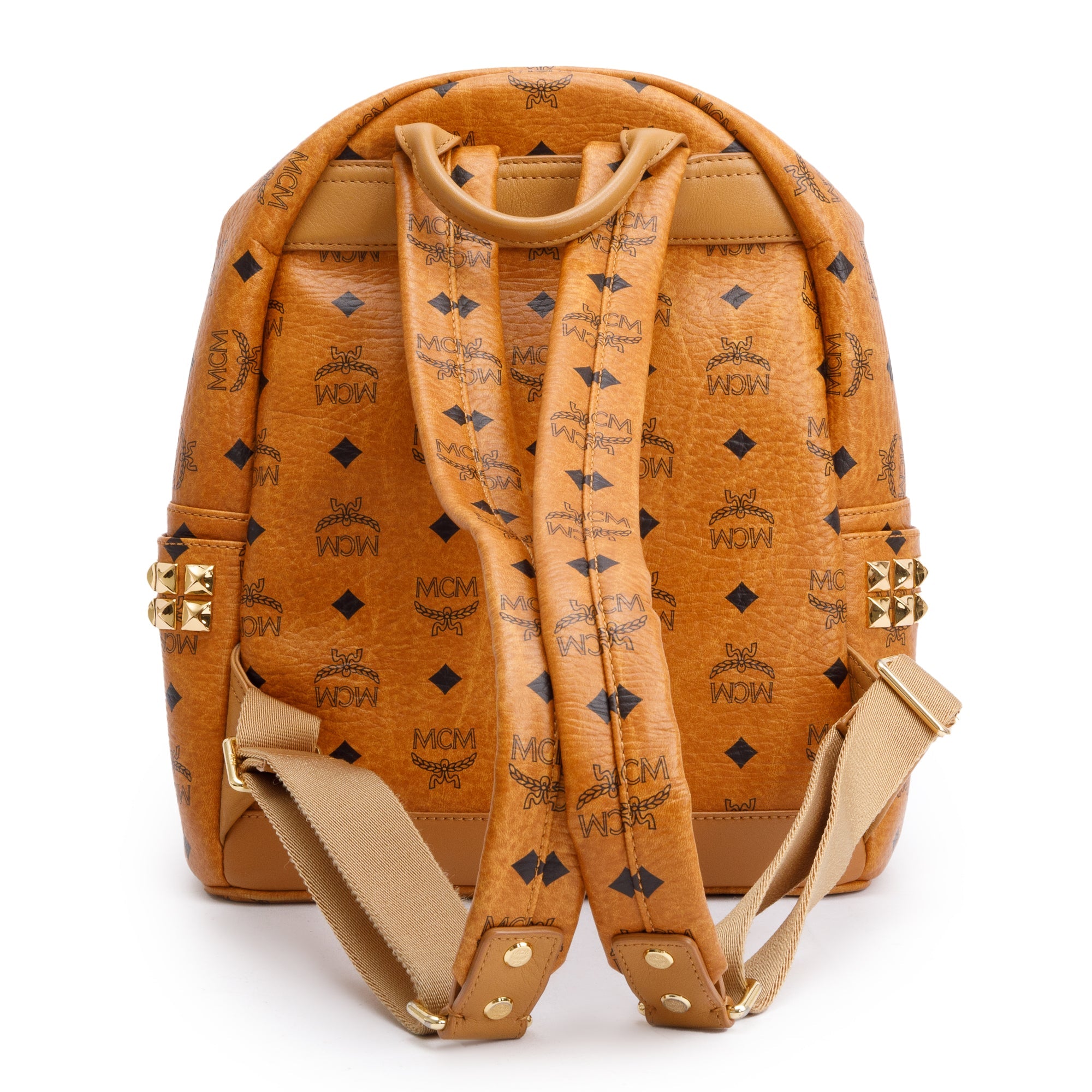 MCM Cognac Visetos Small Stark Backpack