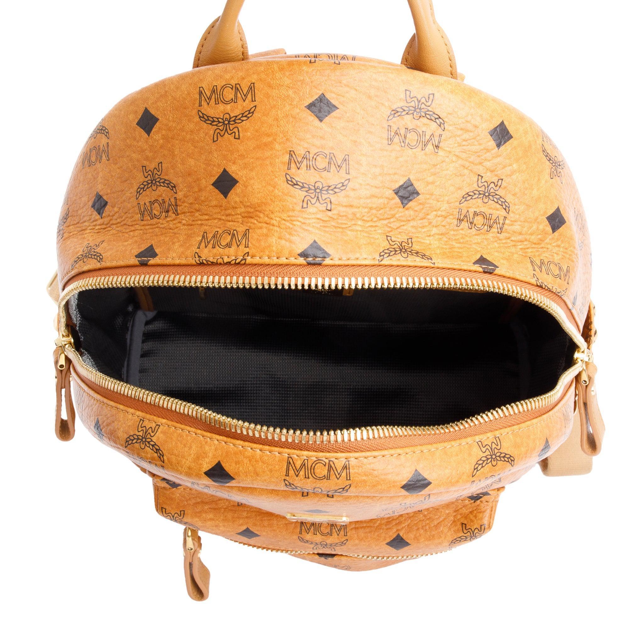 MCM Cognac Visetos Small Stark Backpack
