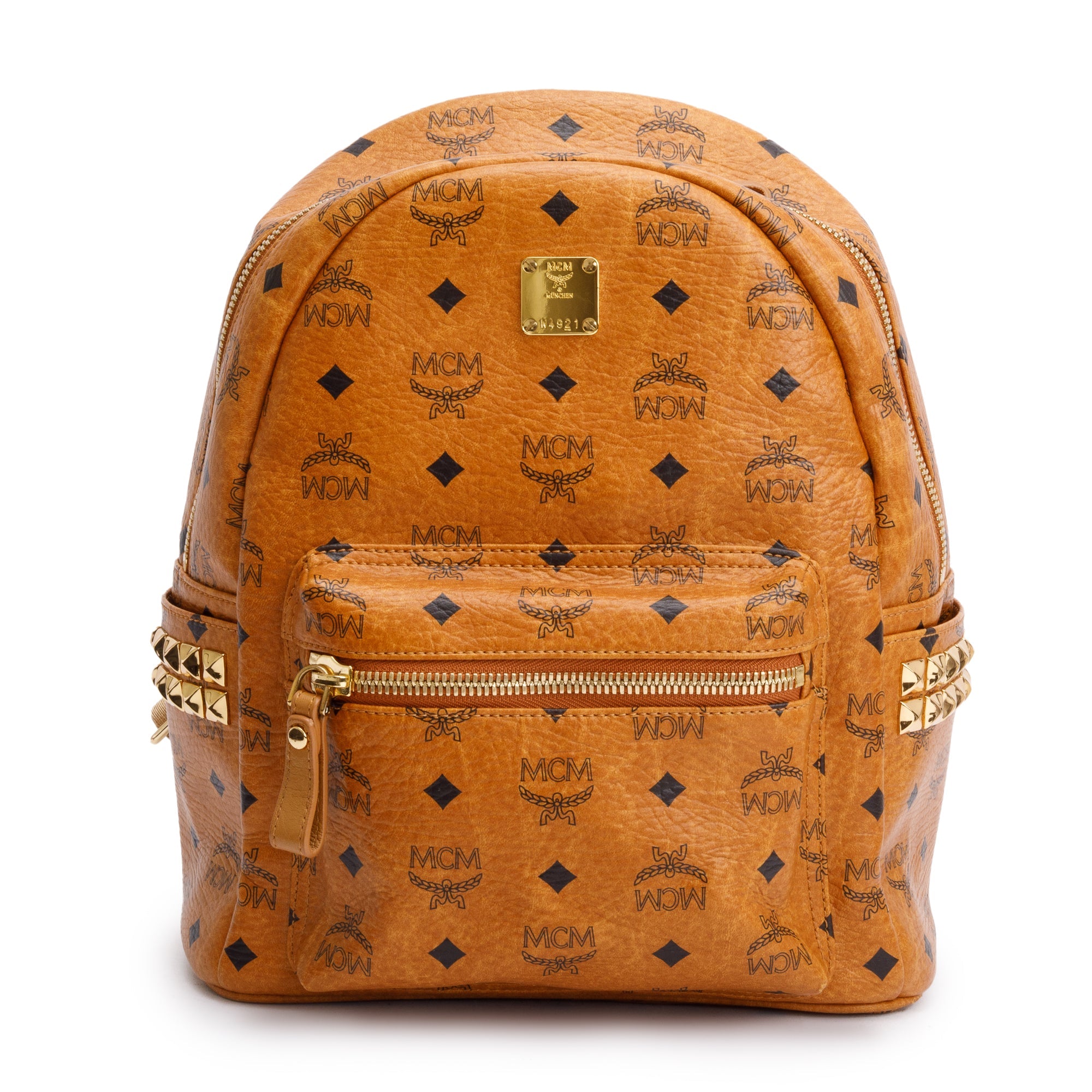 MCM Cognac Visetos Small Stark Backpack