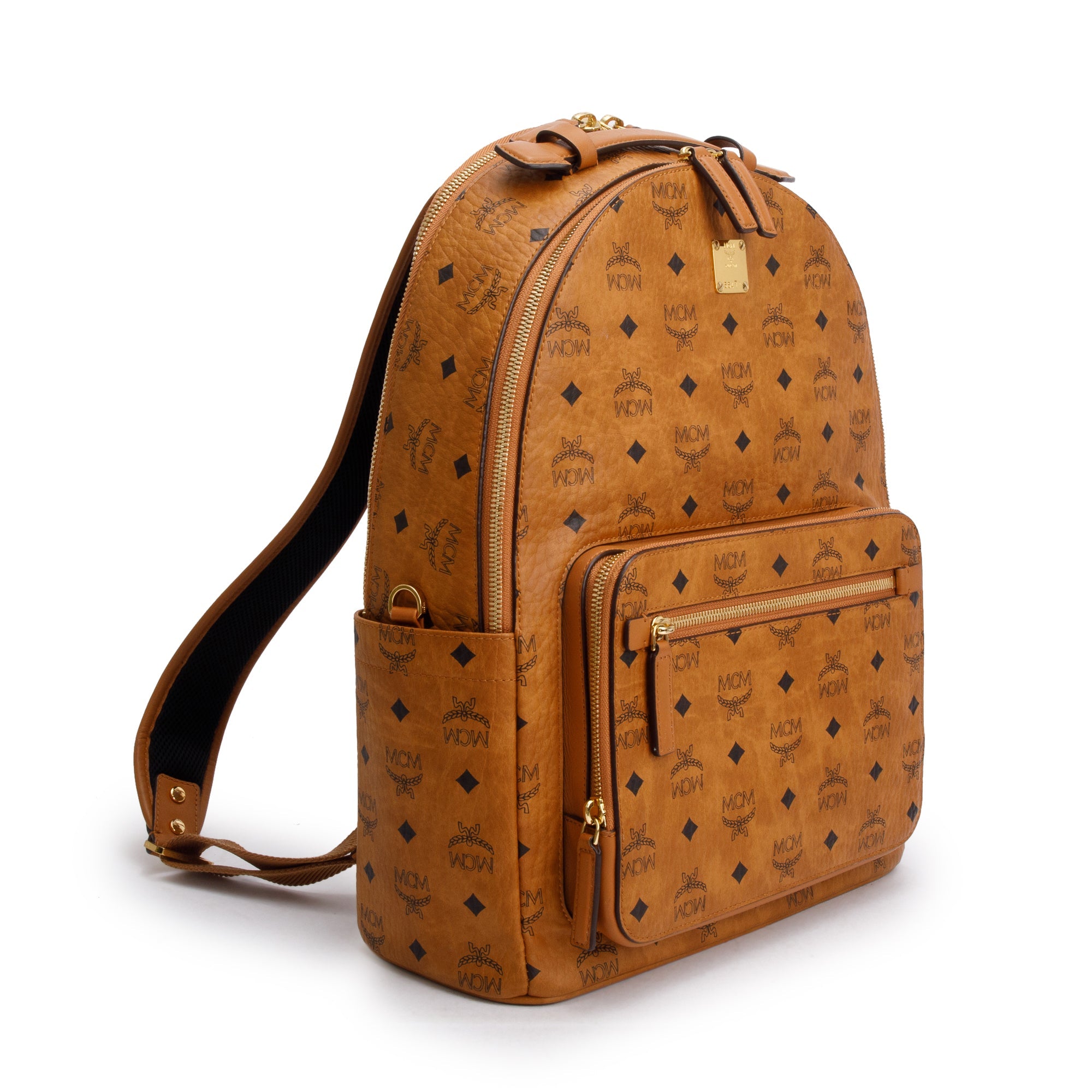 MCM Cognac Visetos Stark Large Backpack