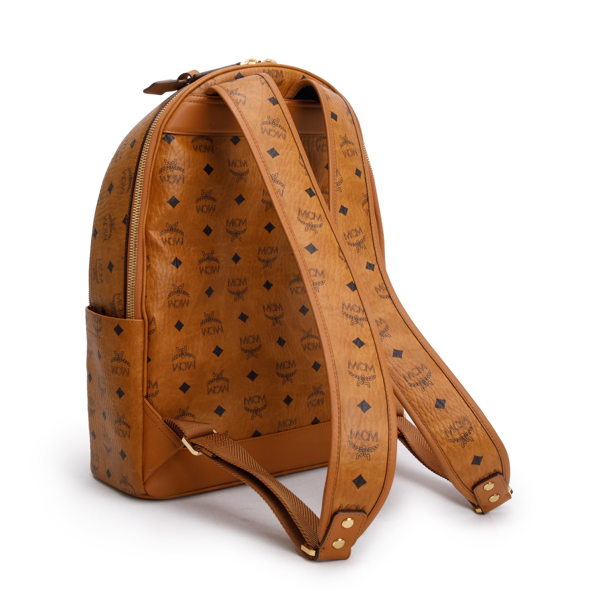MCM Cognac Visetos Stark Large Backpack