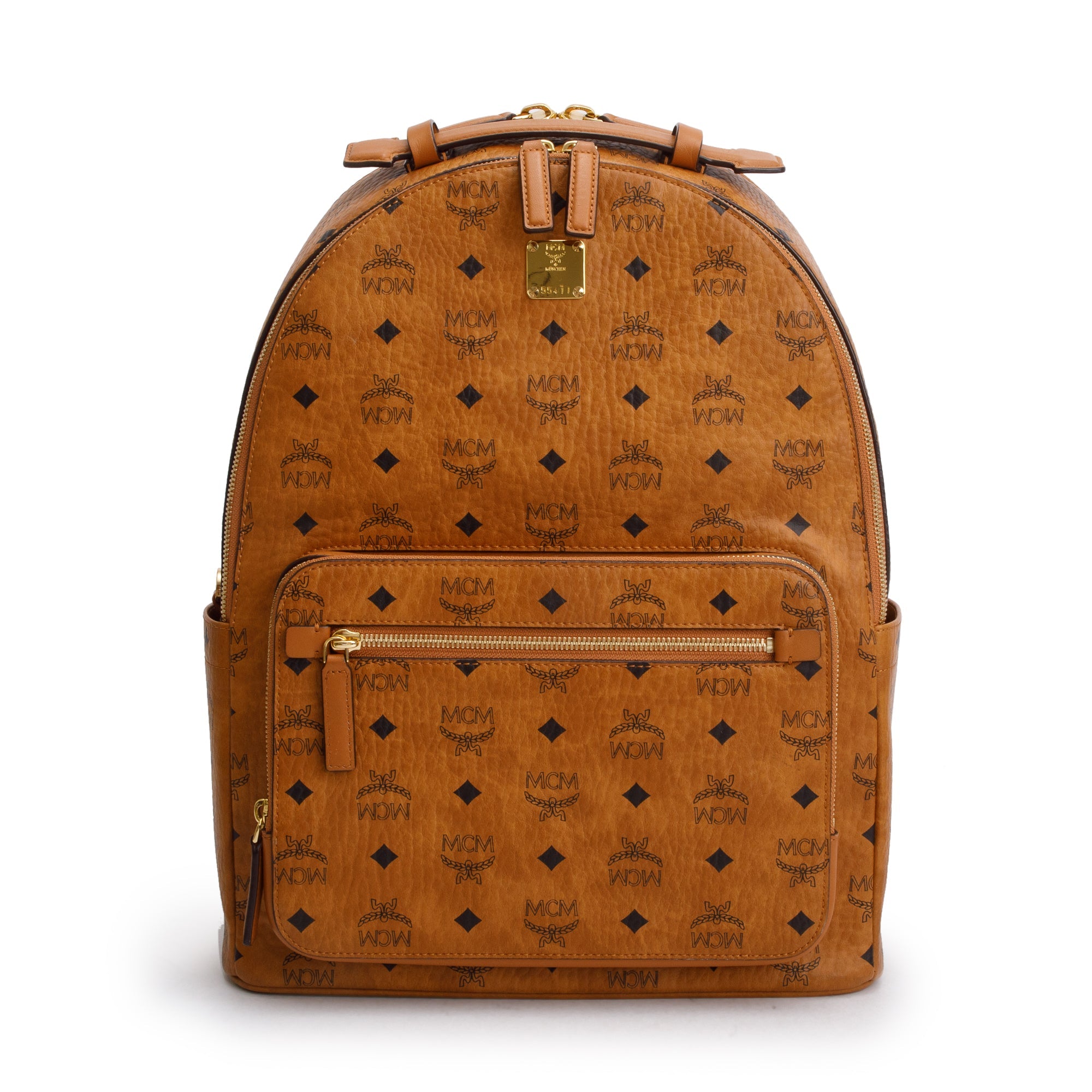 MCM Cognac Visetos Stark Large Backpack