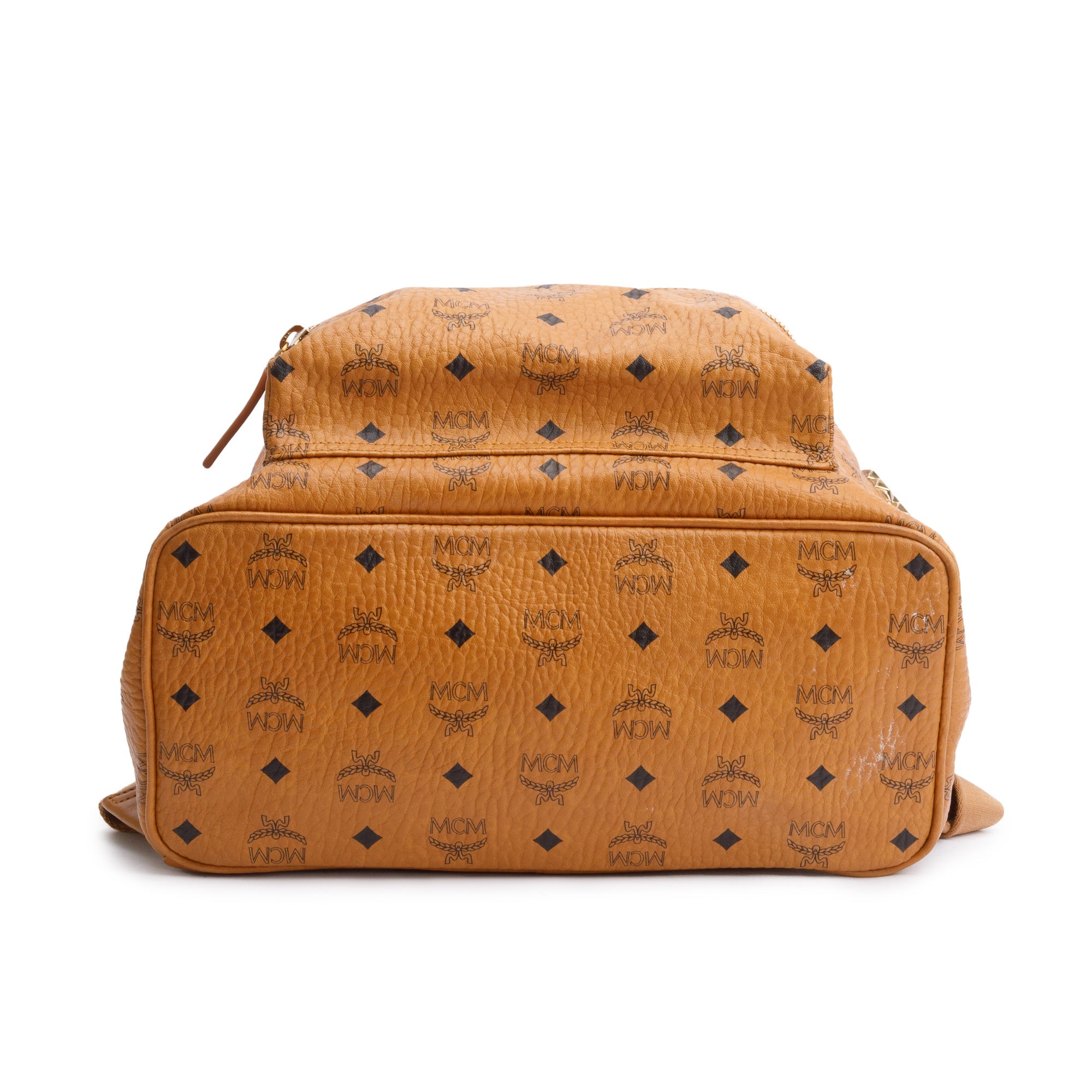 MCM Cognac Visetos Stark Side Studs Medium Backpack