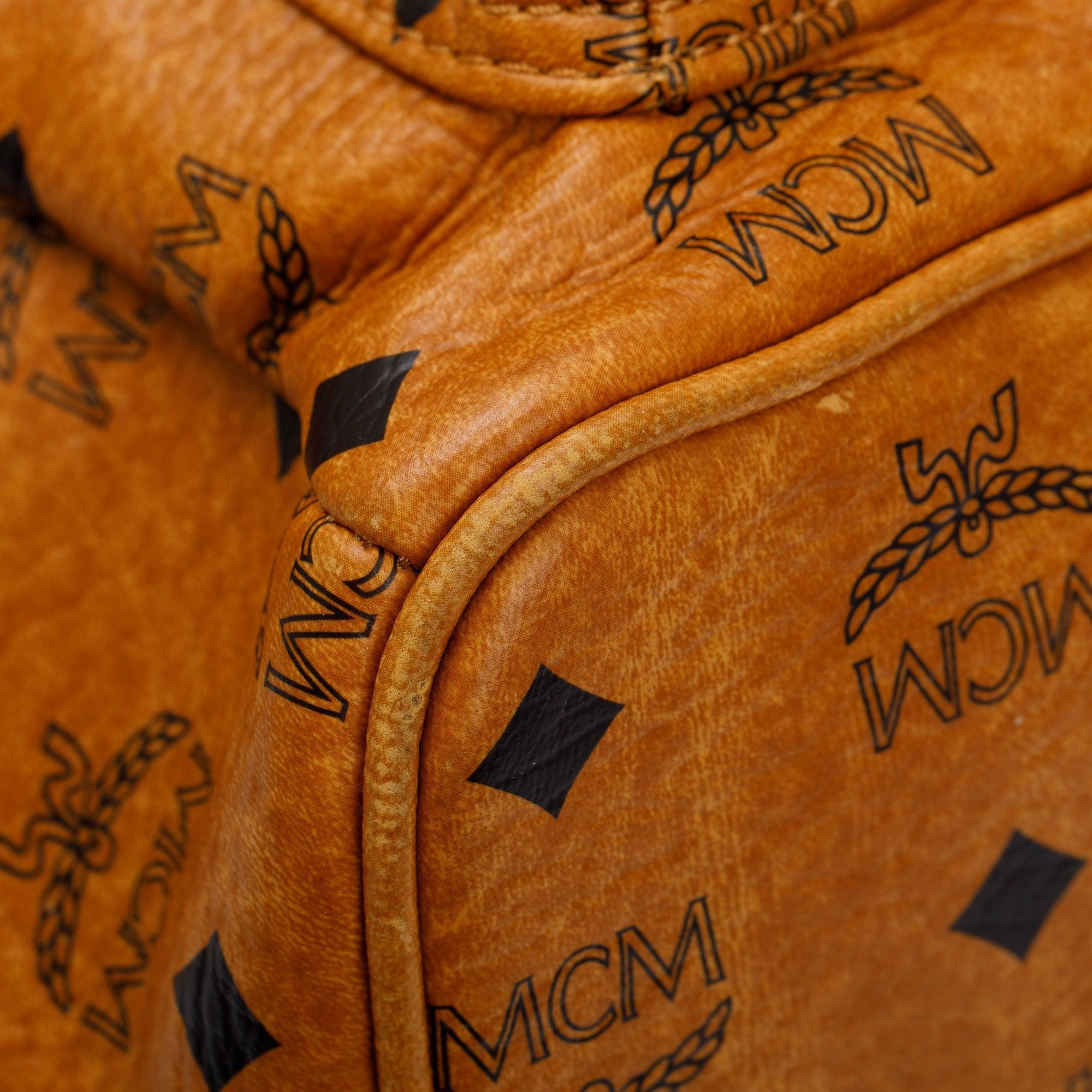 MCM Cognac Visetos Studded Stark Medium Backpack