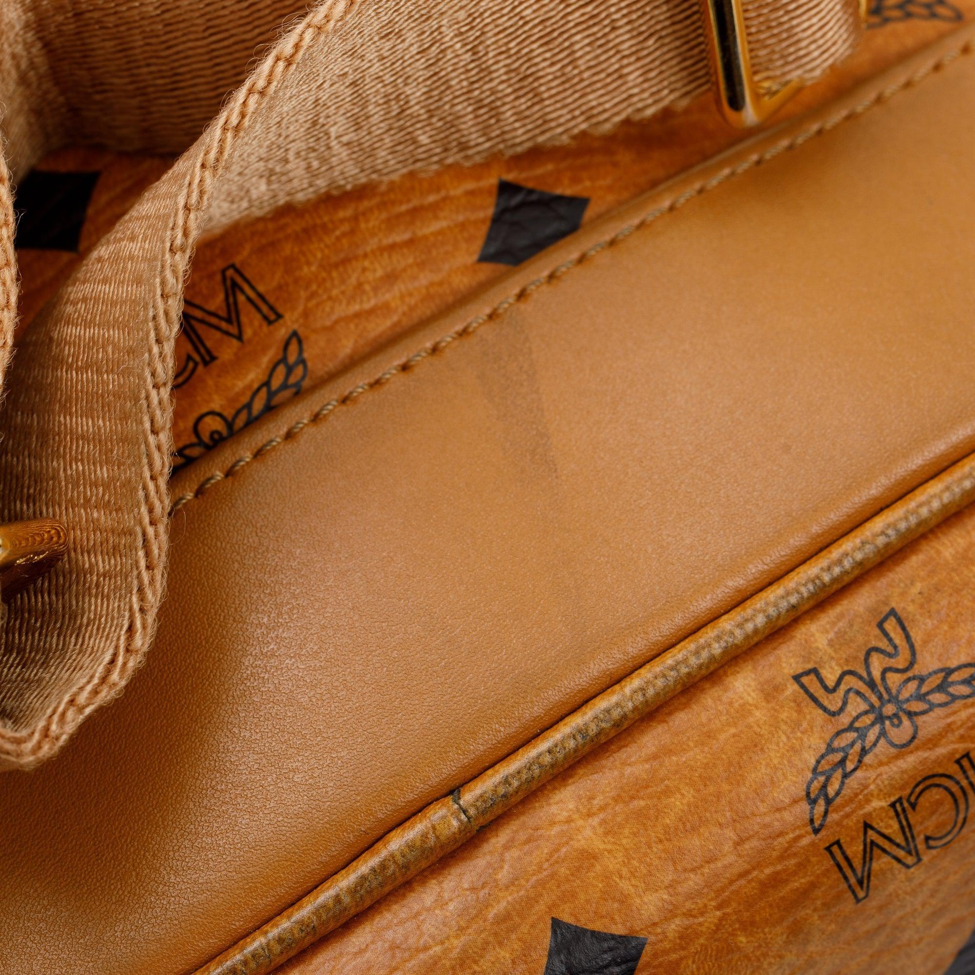 MCM Cognac Visetos Studded Stark Medium Backpack