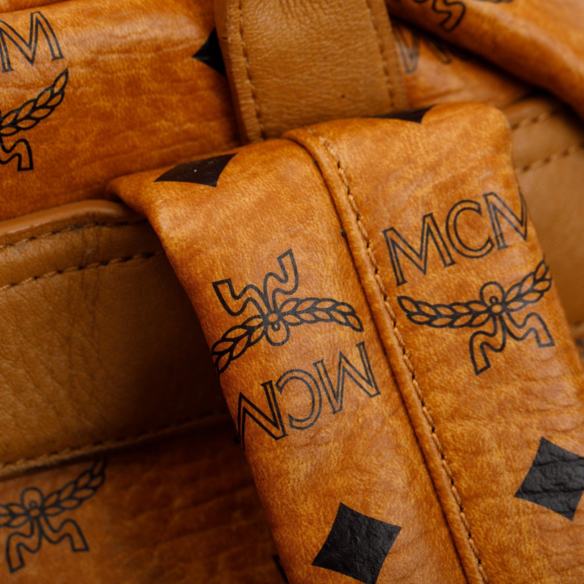 MCM Cognac Visetos Studded Stark Medium Backpack